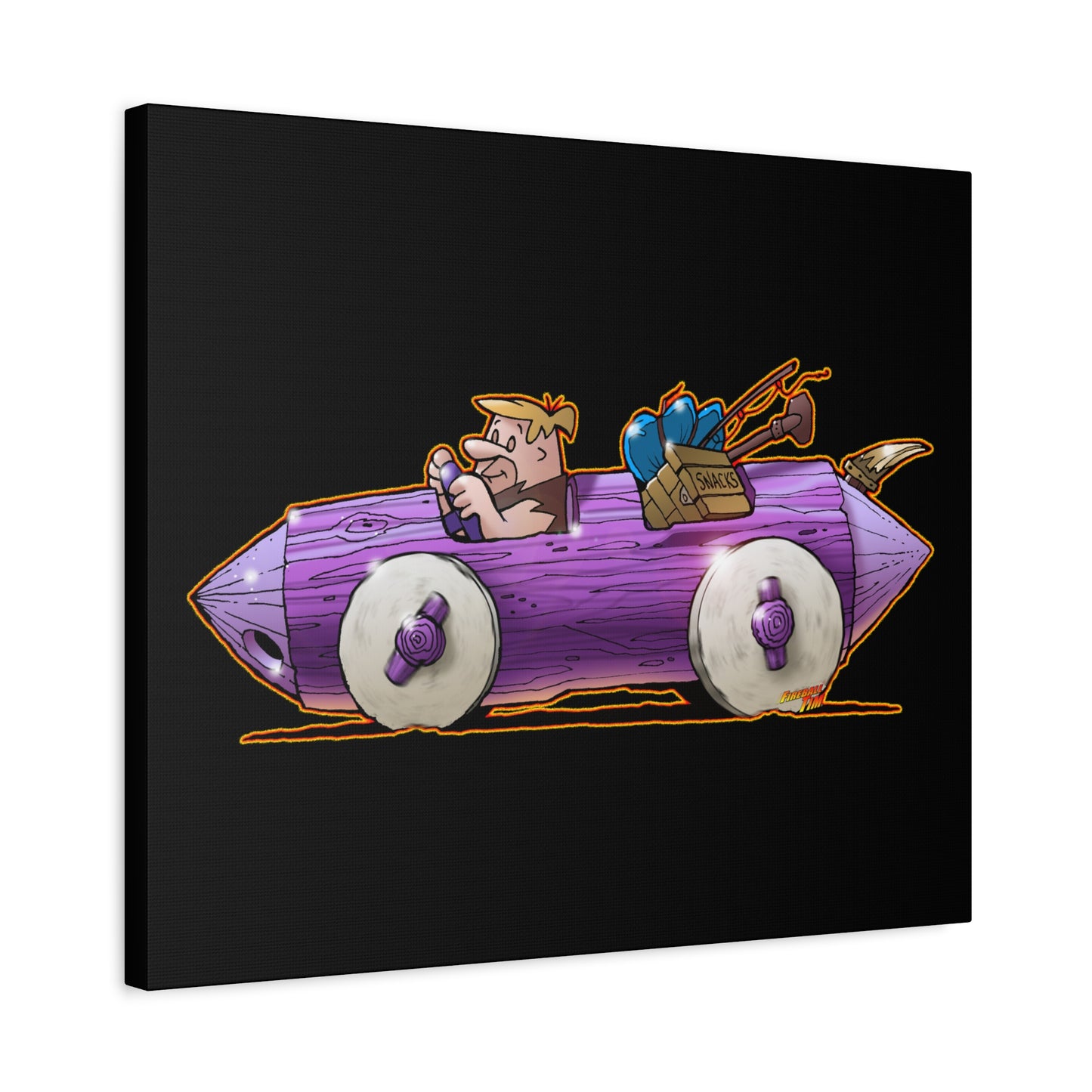 FLINSTONES BARNEY RUBBLE Fireball Art Canvas Wall Print - Multiple Sizes