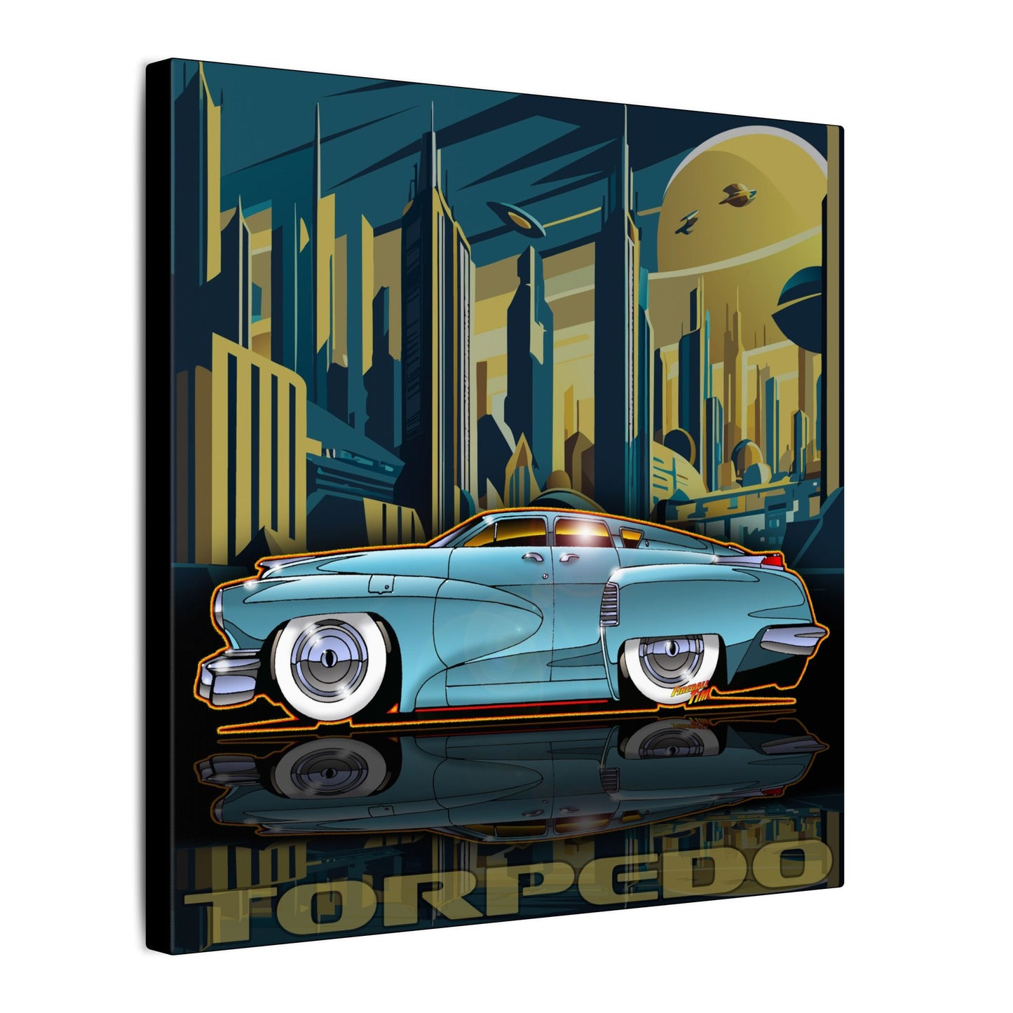 TUCKER TORPEDO 48 Collectible Fireball Art Canvas Print