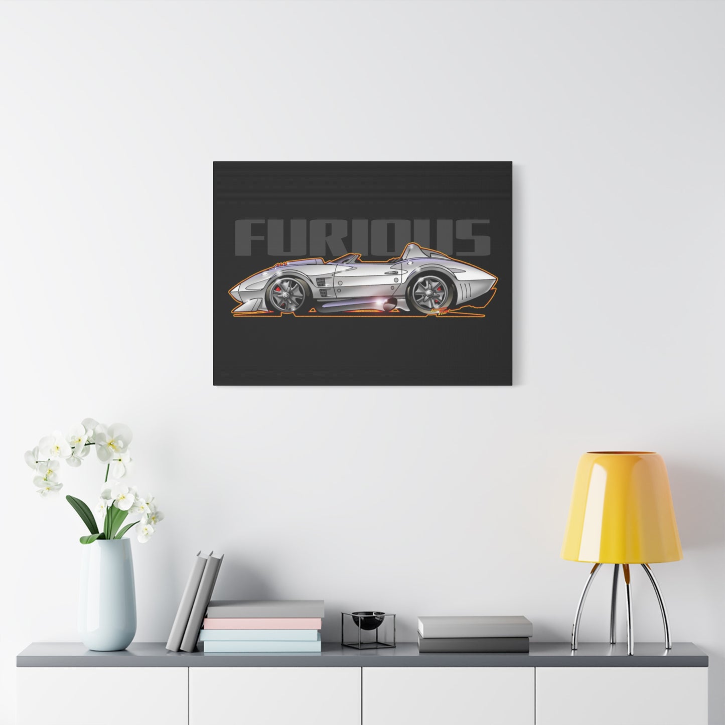 FAST AND FURIOUS Grand Sport Stingray Corvette Fireball Art Canvas Art Wall Print