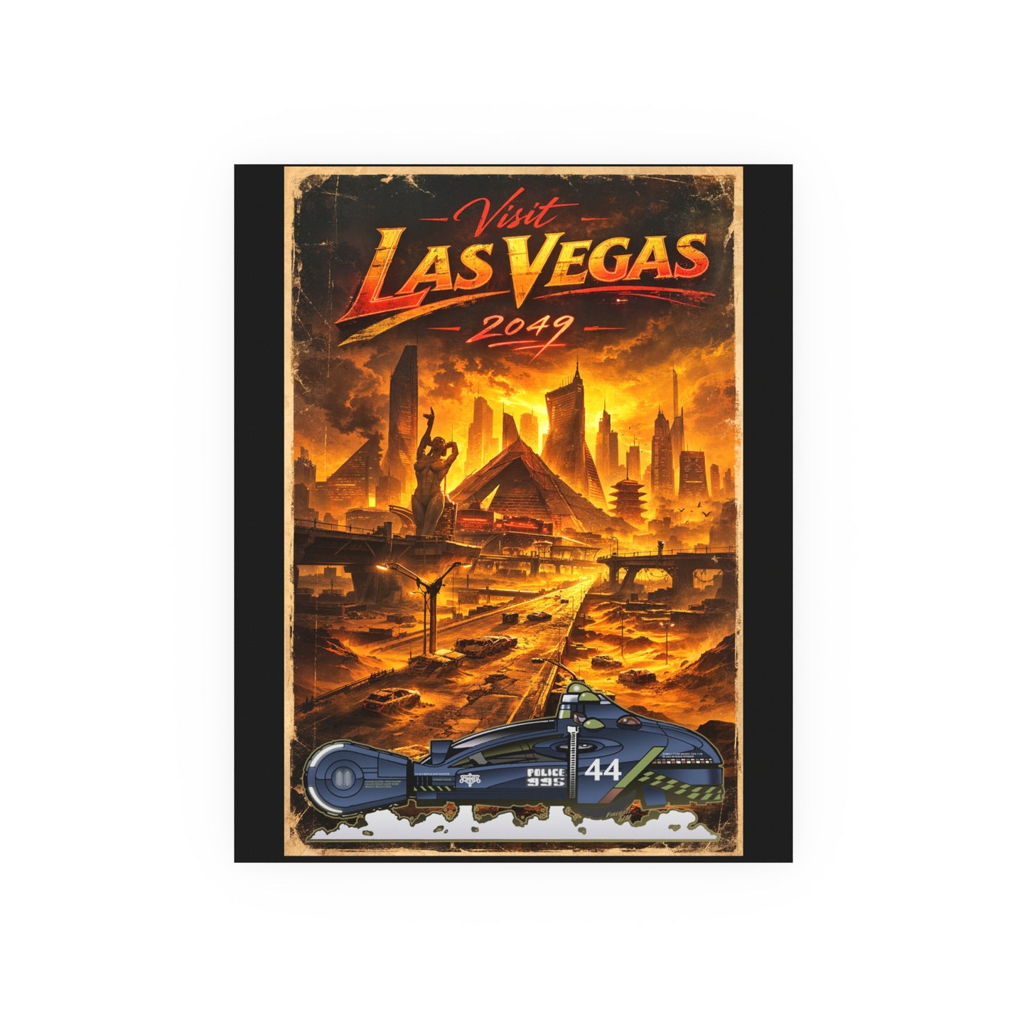 VISIT LAS VEGAS 2049 Blade Runner Spinner Vintage Fireball Art Travel Poster Satin/Matte