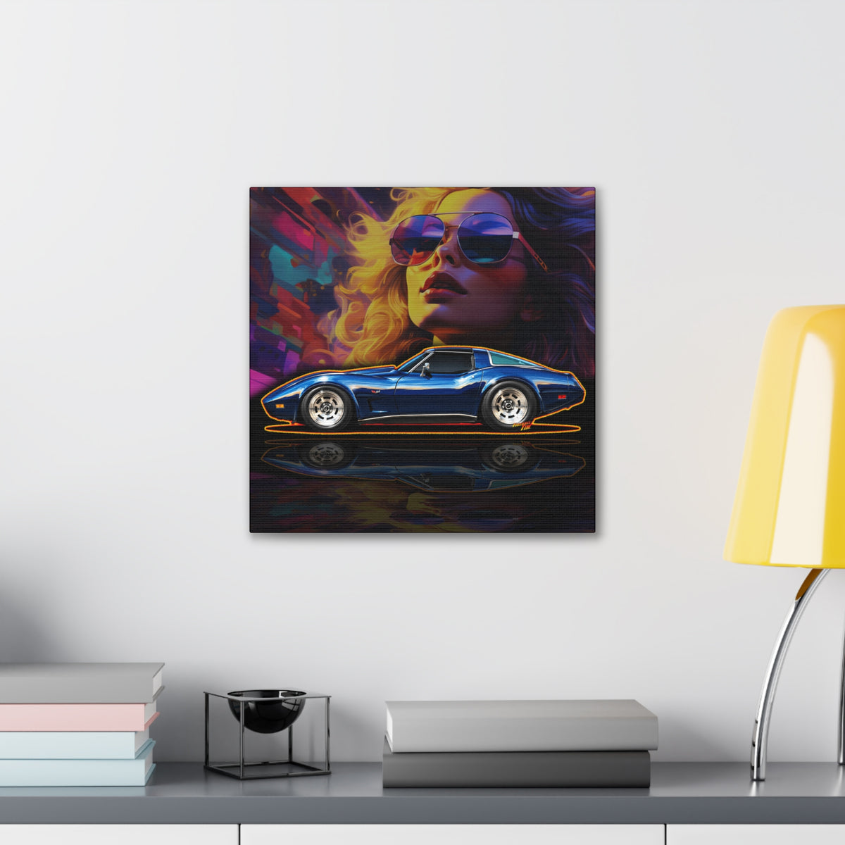 CHEVROLET CORVETTE 1978 Collectible Fireball Art Collectible Canvas Stretched Print