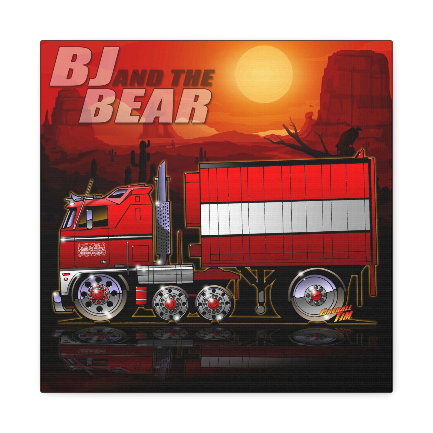 BJ AND THE BEAR TV Show Semi Truck Canvas Art Wall Print - 2 Sizes