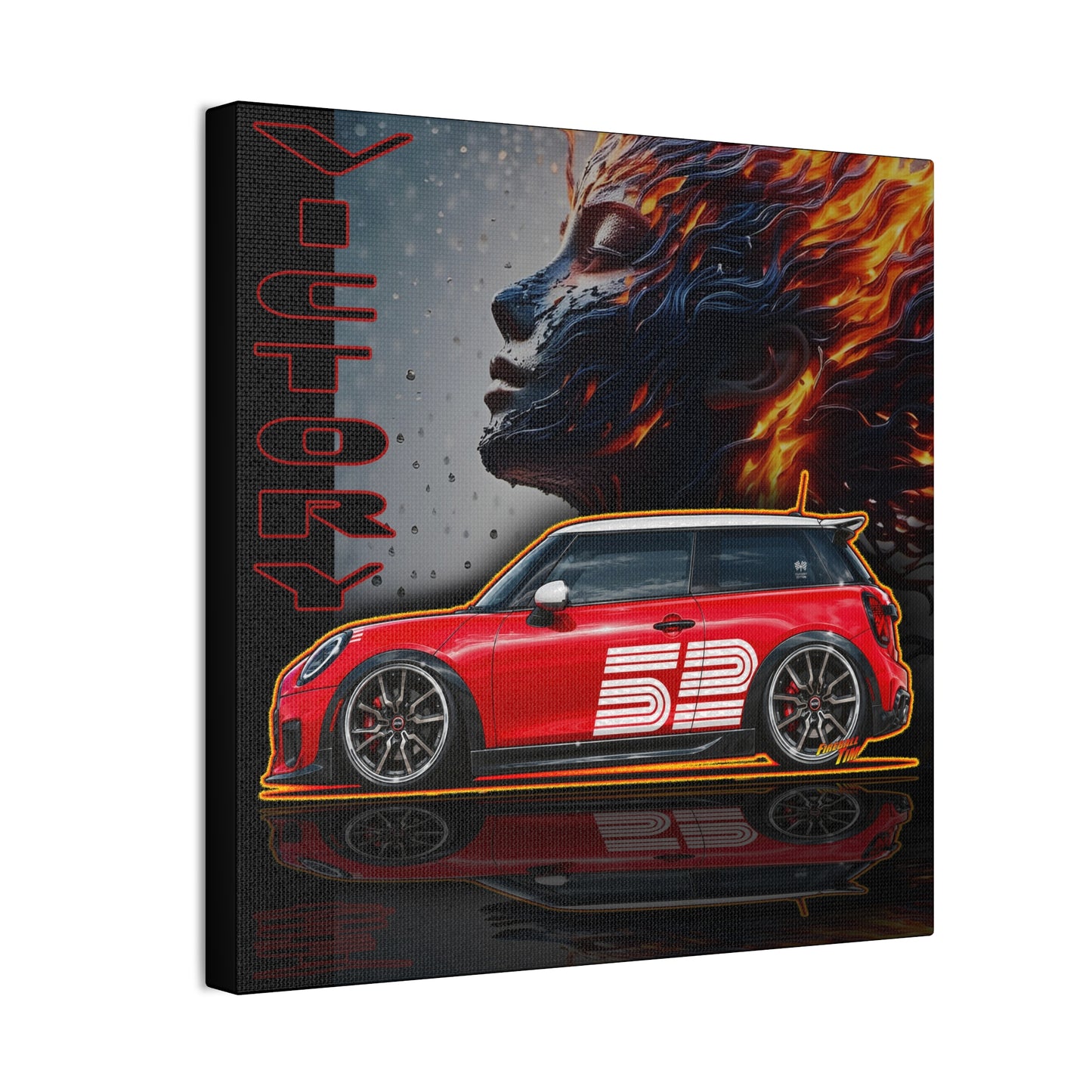MINI COOPER 2026 Victory Edition Collectible Fireball Art Canvas Stretched Print