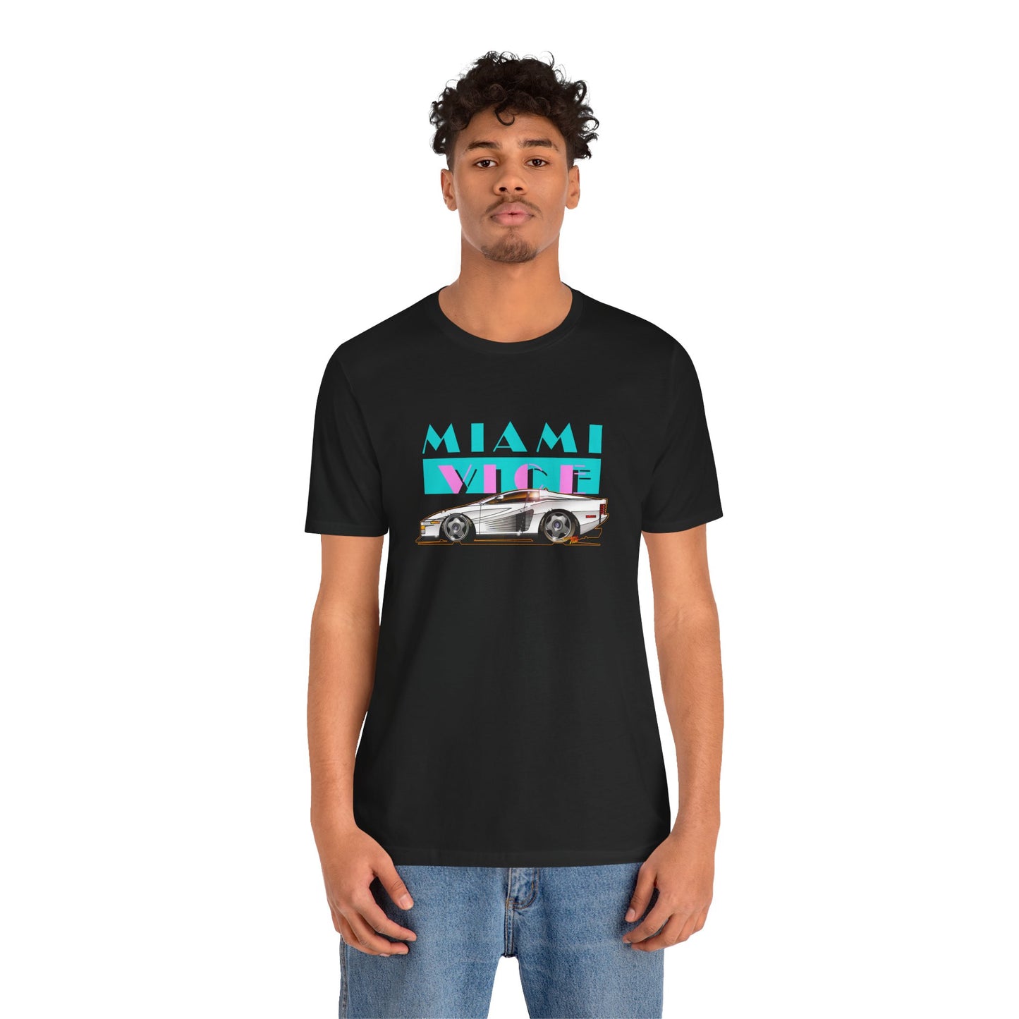 MIAMI VICE FERRARI TESTAROSSA TV Show Short Sleeve Tee 12 Colors