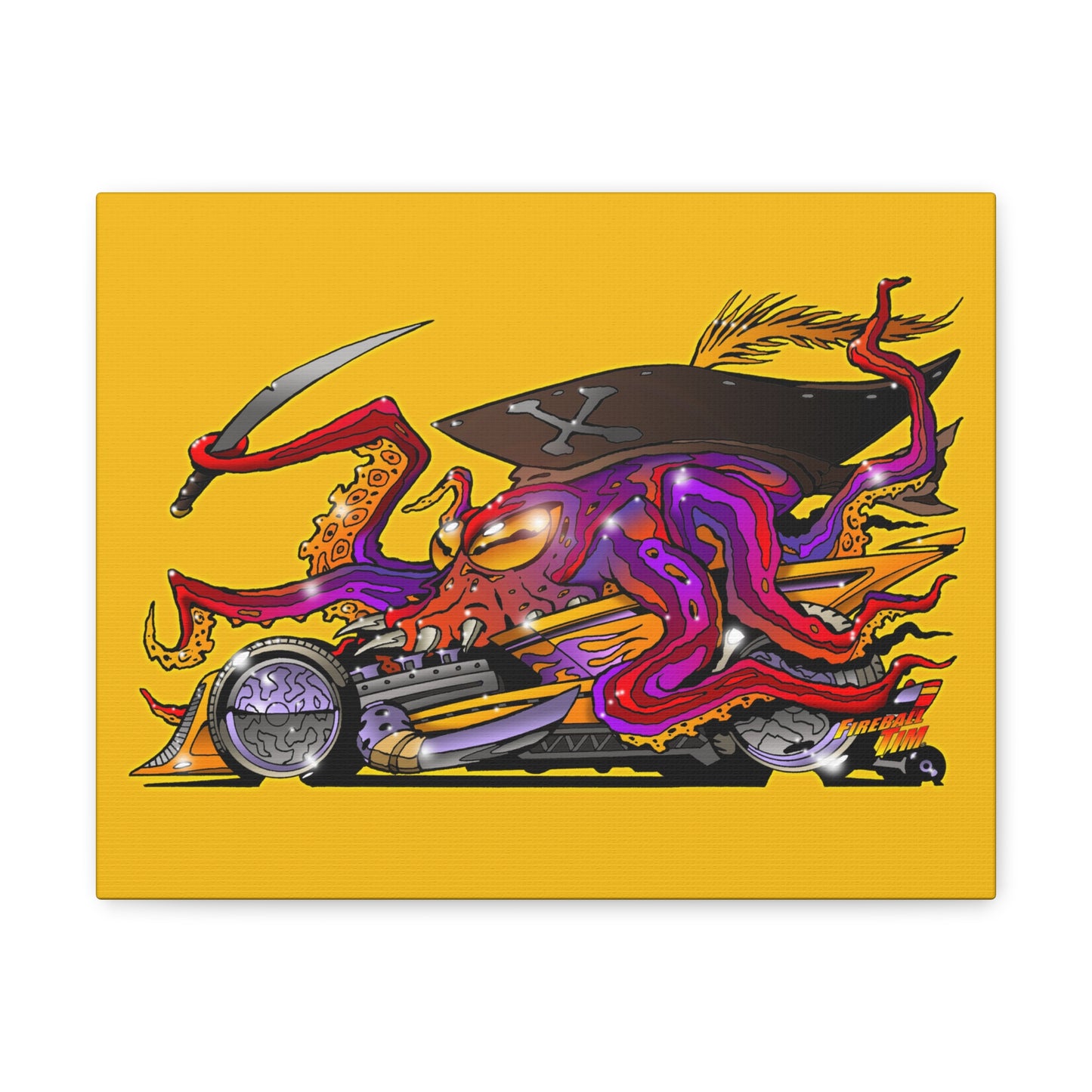 CAPTAIN OCTOROD Hot Rod Octopus SeaLife Canvas Gallery Art Print 11x14