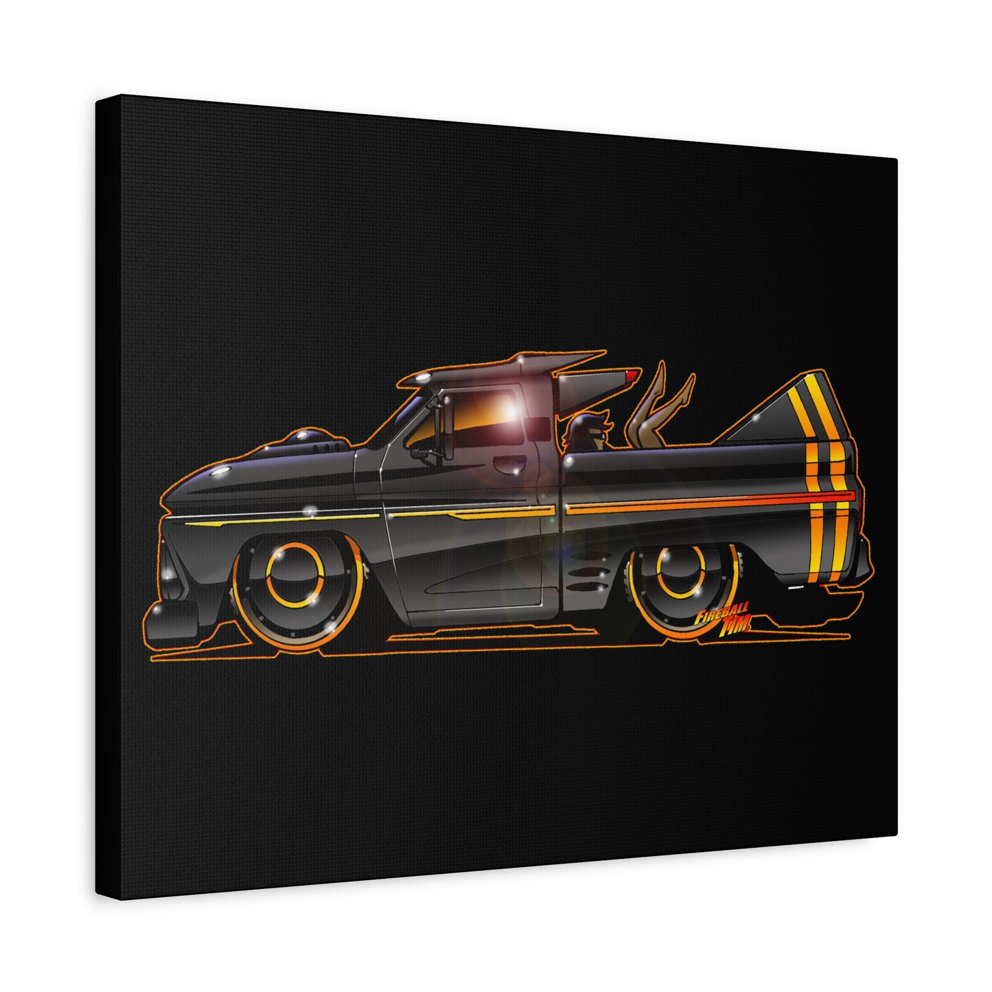 CHEVROLET C10 1960 Stinger Pickup Truck Fireball Art Canvas Print