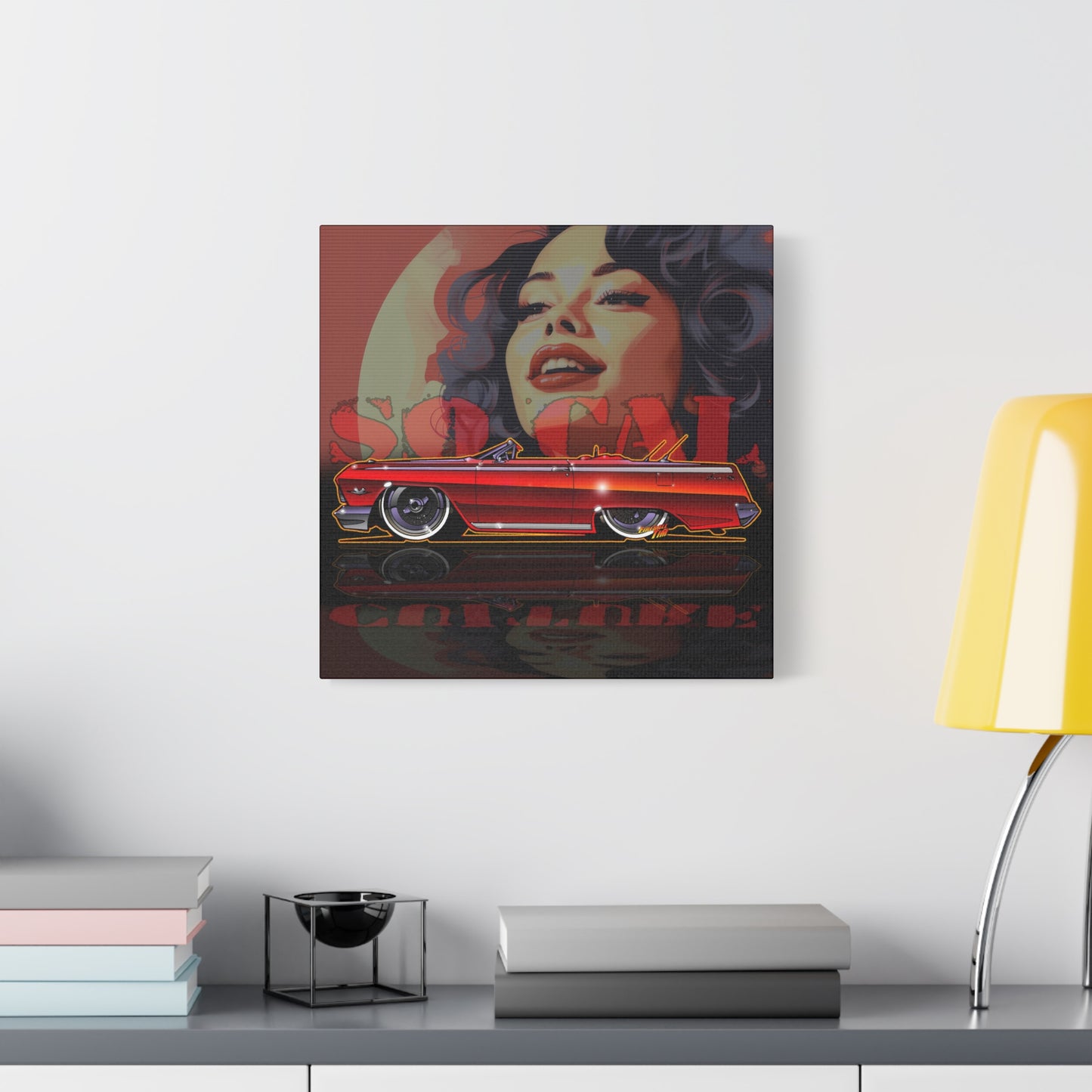 CHEVY IMPALA LOWRIDER Collectible Fireball Art Canvas Print