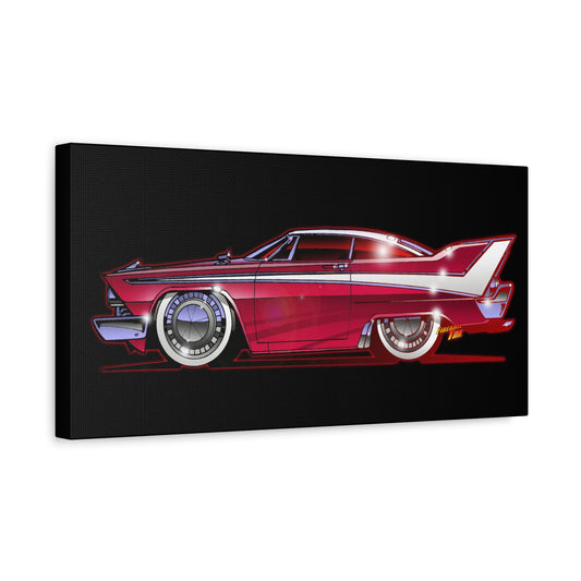 CHRISTINE 1958 Plymouth Fury Movie Car Fireball Art Canvas Print