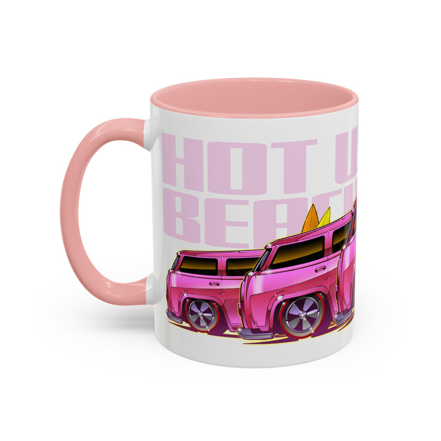 HOT WHEELS PINK BEACH BOMB VW Bus Collectible Fireball Art Coffee Mug - 2 Sizes