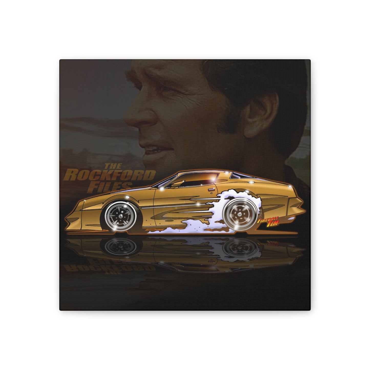 ROCKFORD FILES Pontiac Firebird Fireball Art Canvas Wall Print - 3 Sizes