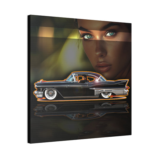 CADILLAC CUSTOM COUPE 1961 Collectible Fireball Art Canvas Stretched Print