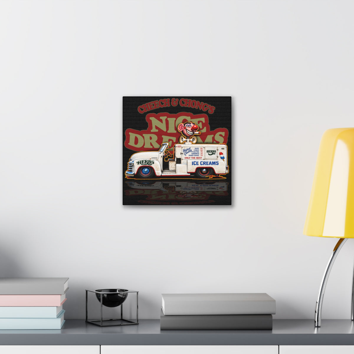 CHEECH & CHONG Nice Dreams Ice Cream Truck Collectible Fireball Art Canvas Stretched Print