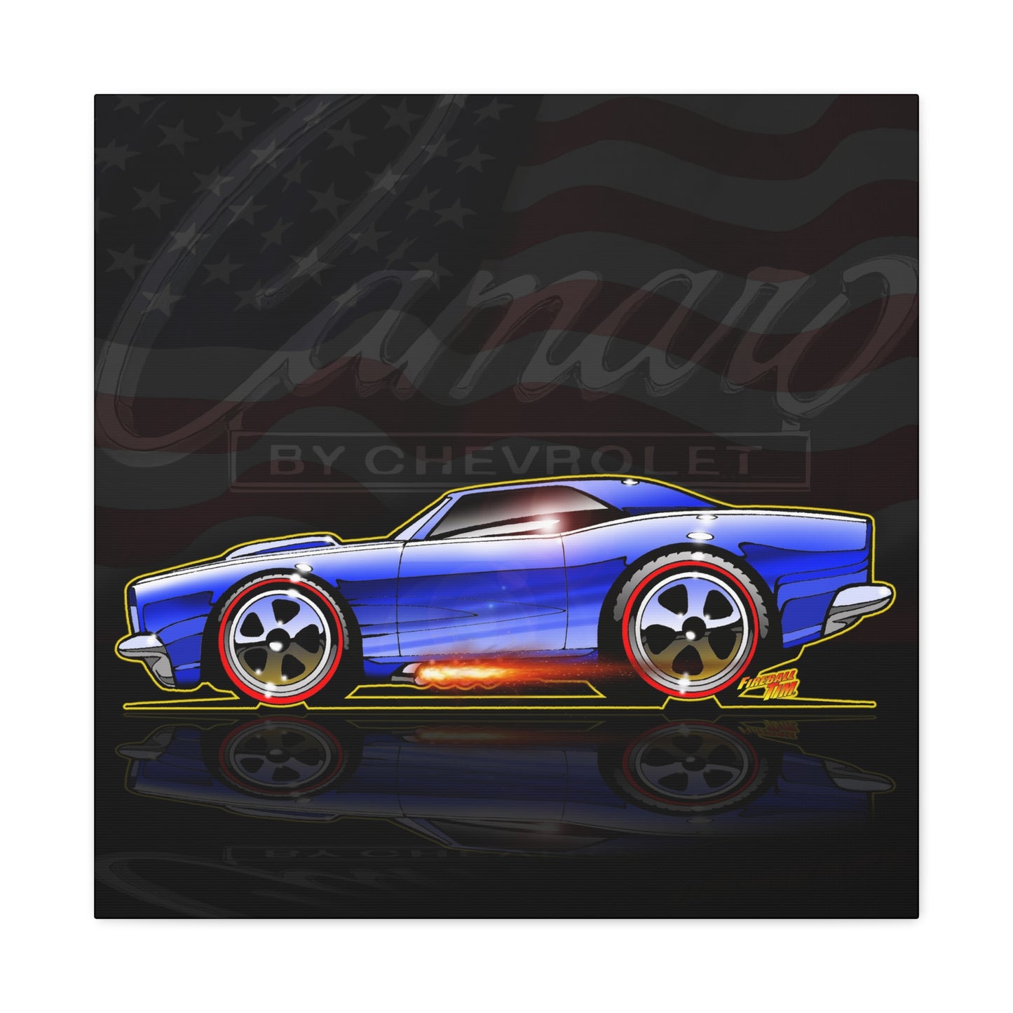 HOT WHEELS CAMARO Custom Collectible Fireball Art Canvas Print