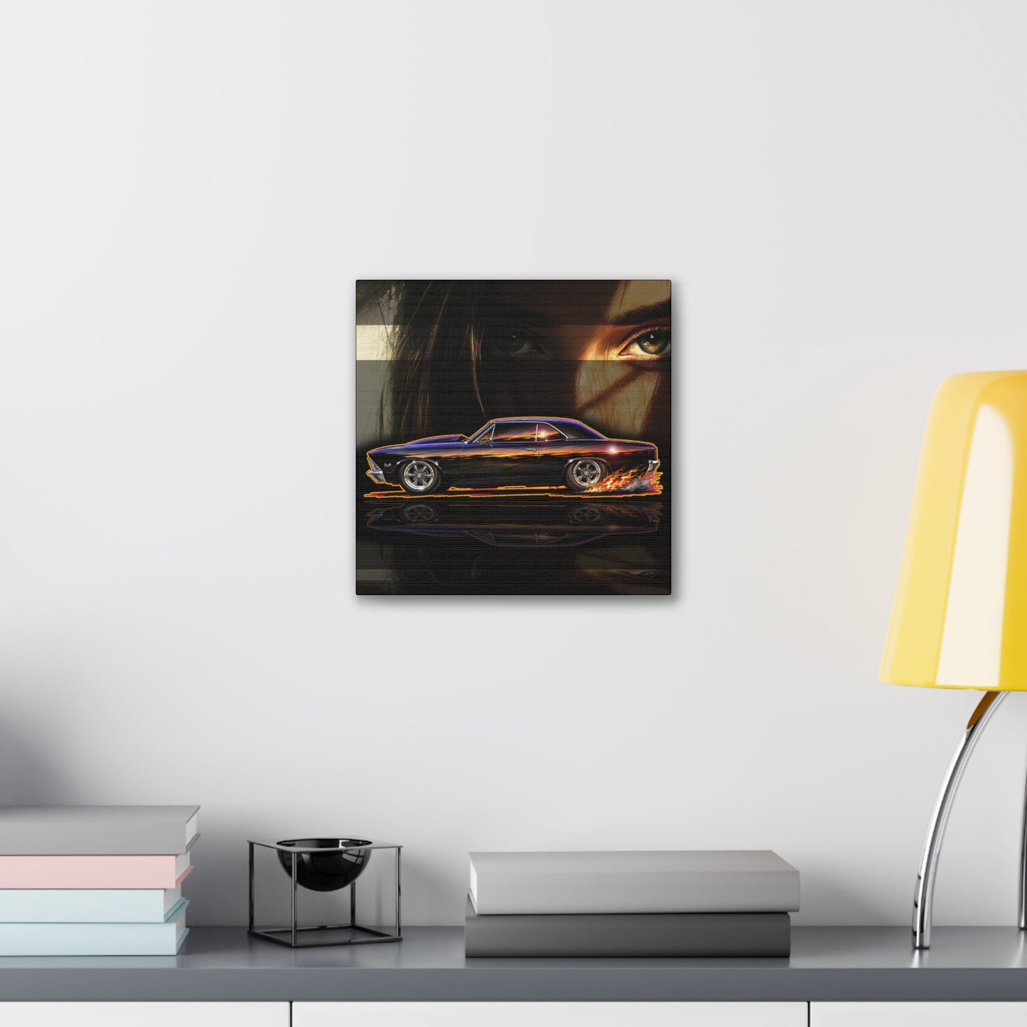 CHEVROLET CHEVY CHEVELLE 1966 Collectible Fireball Art Canvas Stretched Print