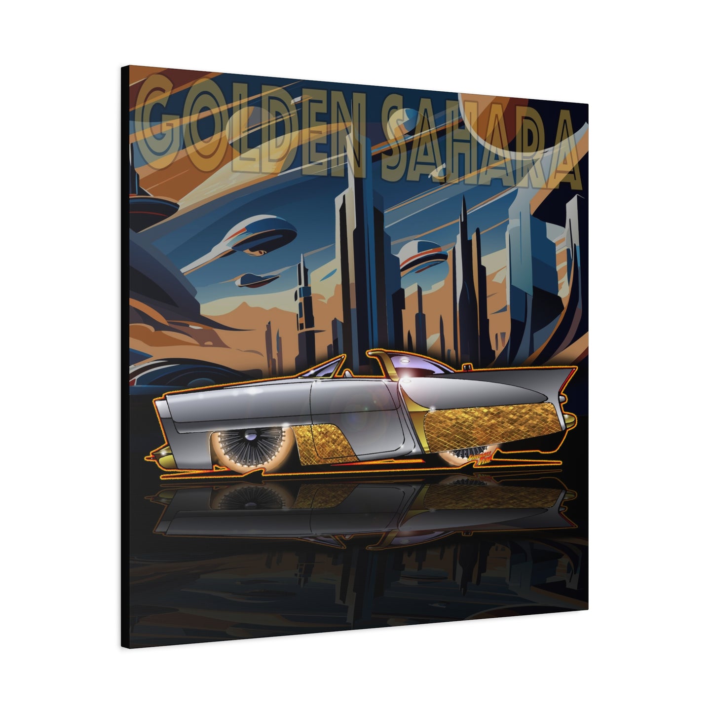 GOLDEN SAHARA Custom Concept Car Fireball Art Canvas Art