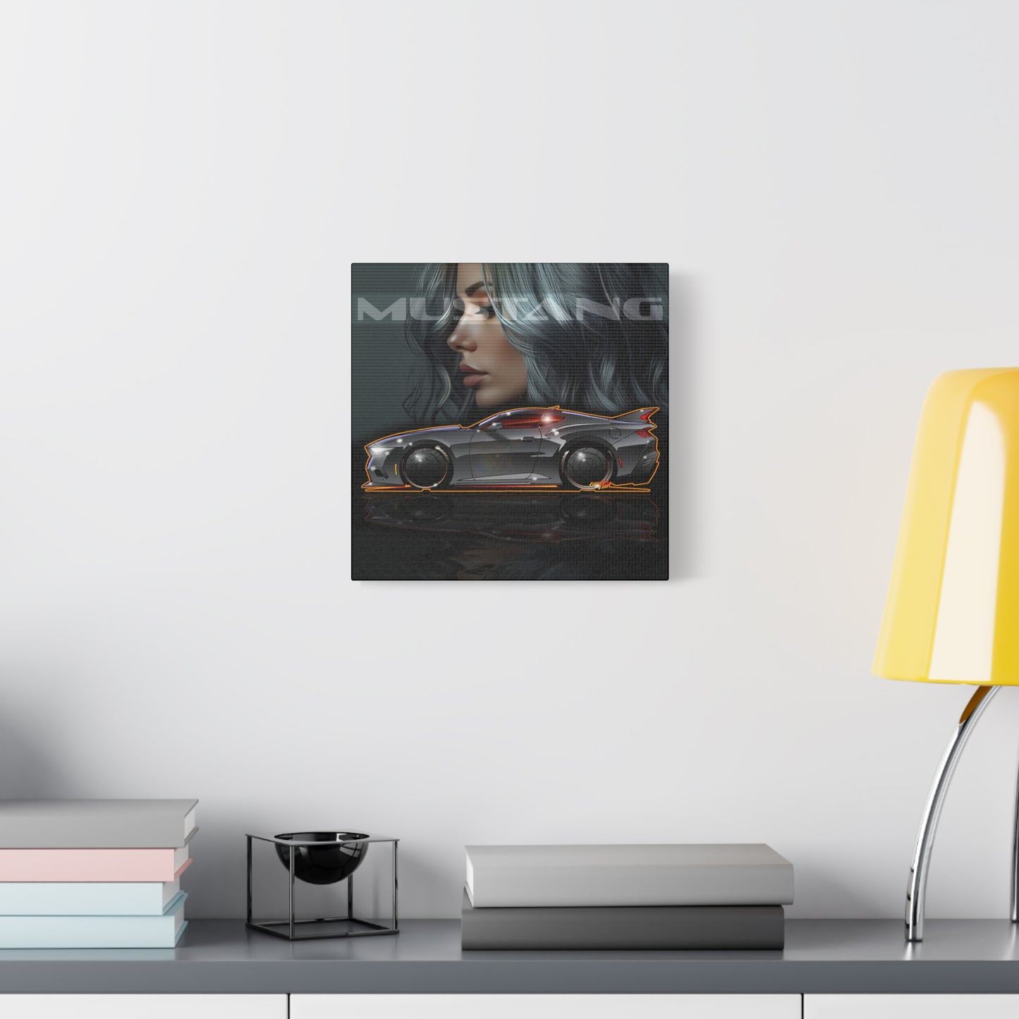 FORD MUSTANG 2025 Silver Streak Fireball Art Canvas Print