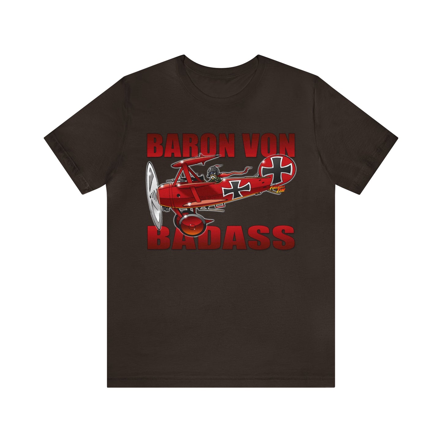 BARON VON BADASS Red Baron Airplane Jersey Short Sleeve Tee