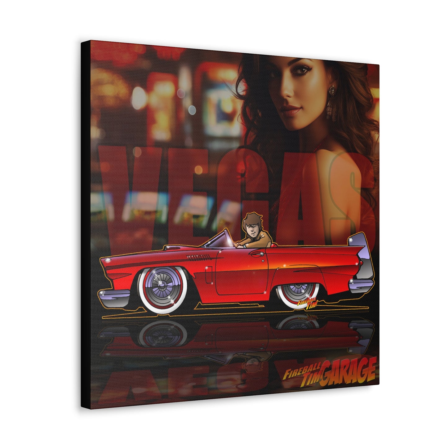 VEGAS THUNDERBIRD TV Car Robert Urich Concept Art Canvas MASTERPRINT 3 Sizes