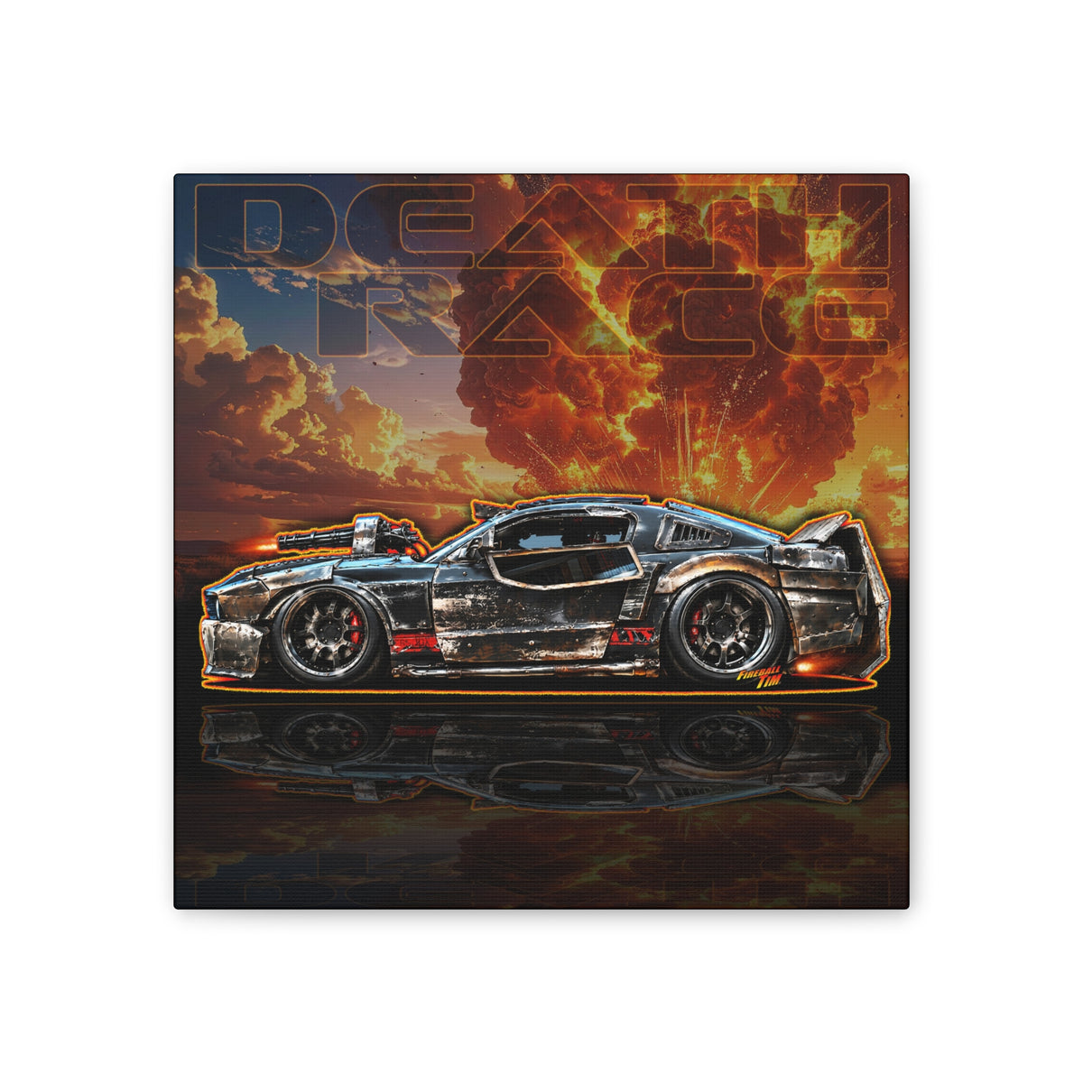 DEATH RACE MUSTANG Collectible Fireball Art Canvas Stretched Print