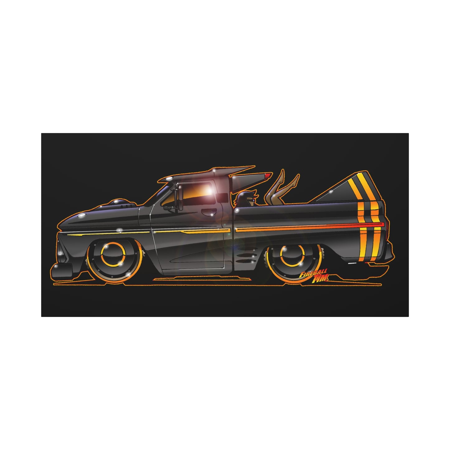 CHEVROLET C10 1960 Stinger Pickup Truck Fireball Art Canvas Print