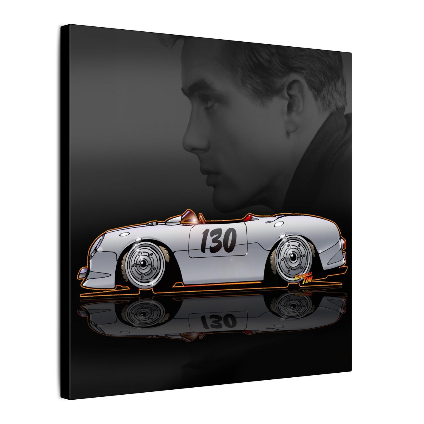 JAMES DEAN PORSCHE 550 Spyder Lil' Bastard Fireball Art Canvas Print