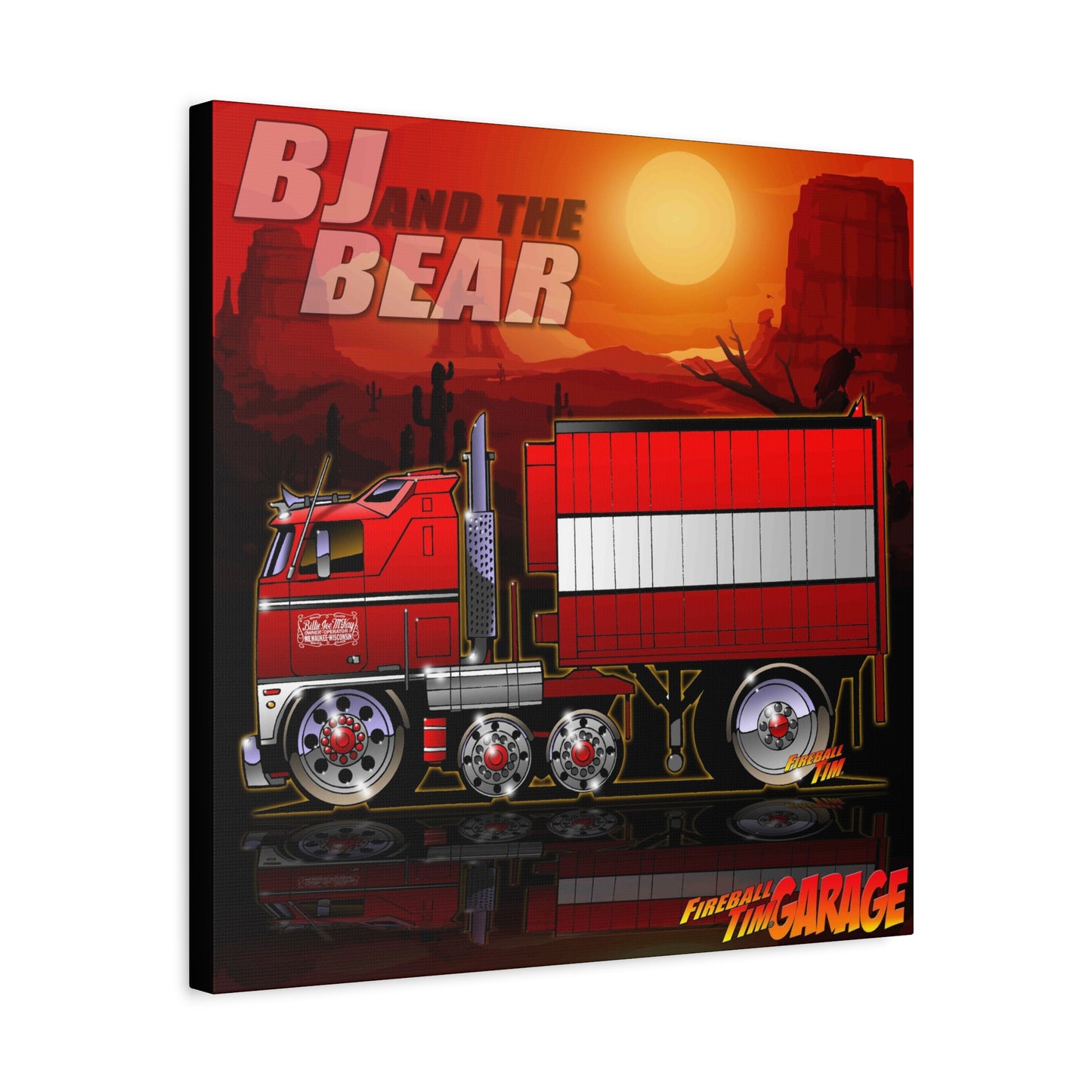 BJ AND THE BEAR TV Show Semi Truck Canvas Art Wall Print - 2 Sizes