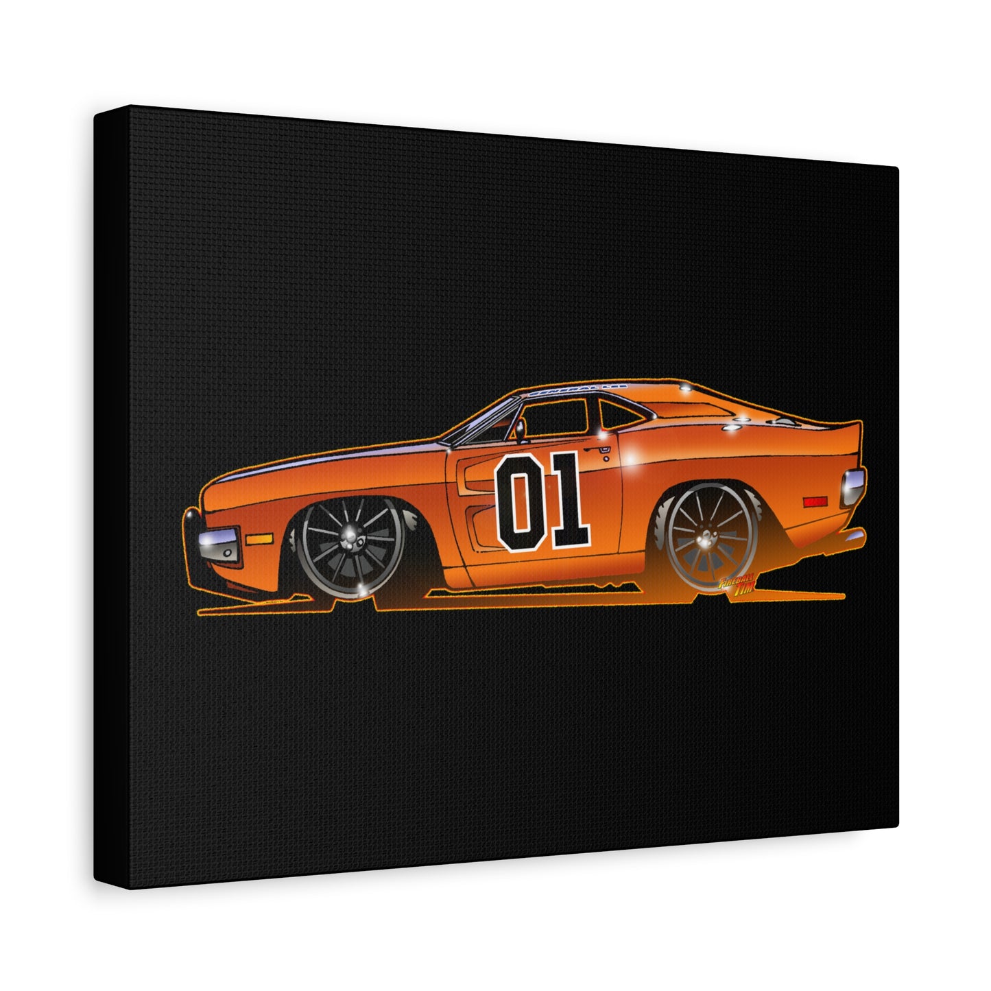 DUKES OF HAZZARD General Lee Dodge Charger Fireball Art Canvas Wall Print