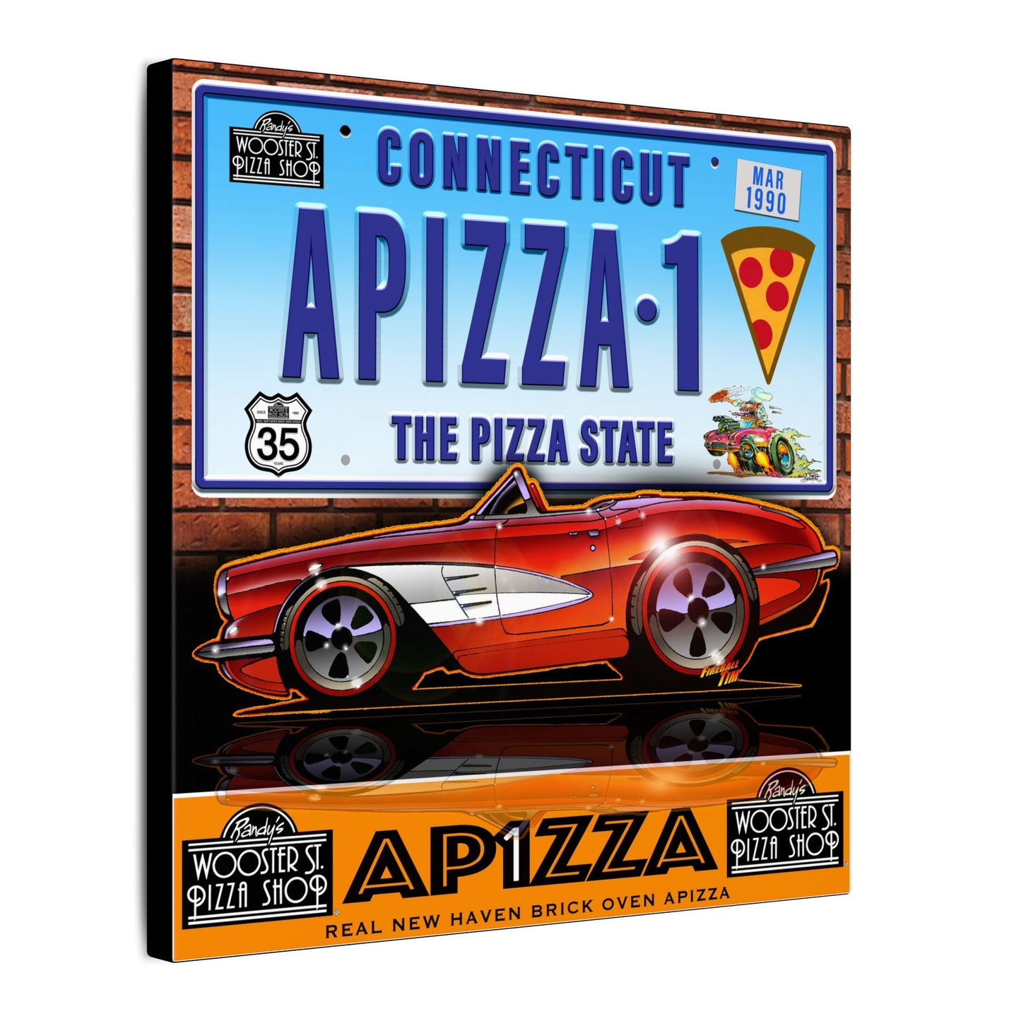 CORVETTE 1958 APIZZA 1 Fireball Art Canvas Print
