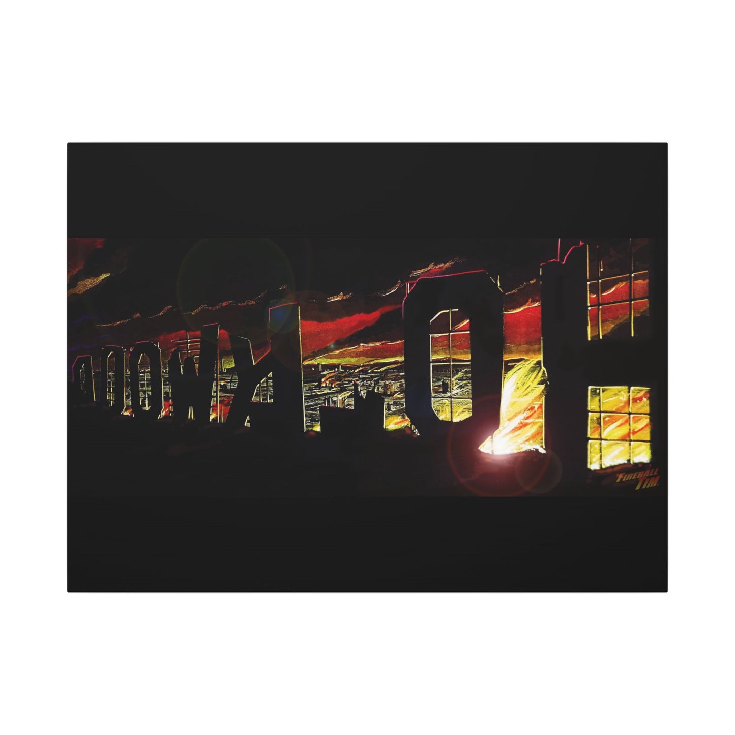 ESCAPE FROM LA Hollywood Sigh Fireball Concept Art Canvas Print