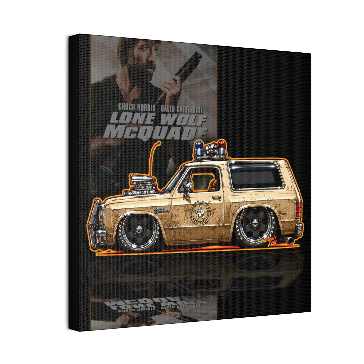 LONE WOLF MCWADE 1983 Dodge Ramcharger Collectible Art Canvas Stretched Print