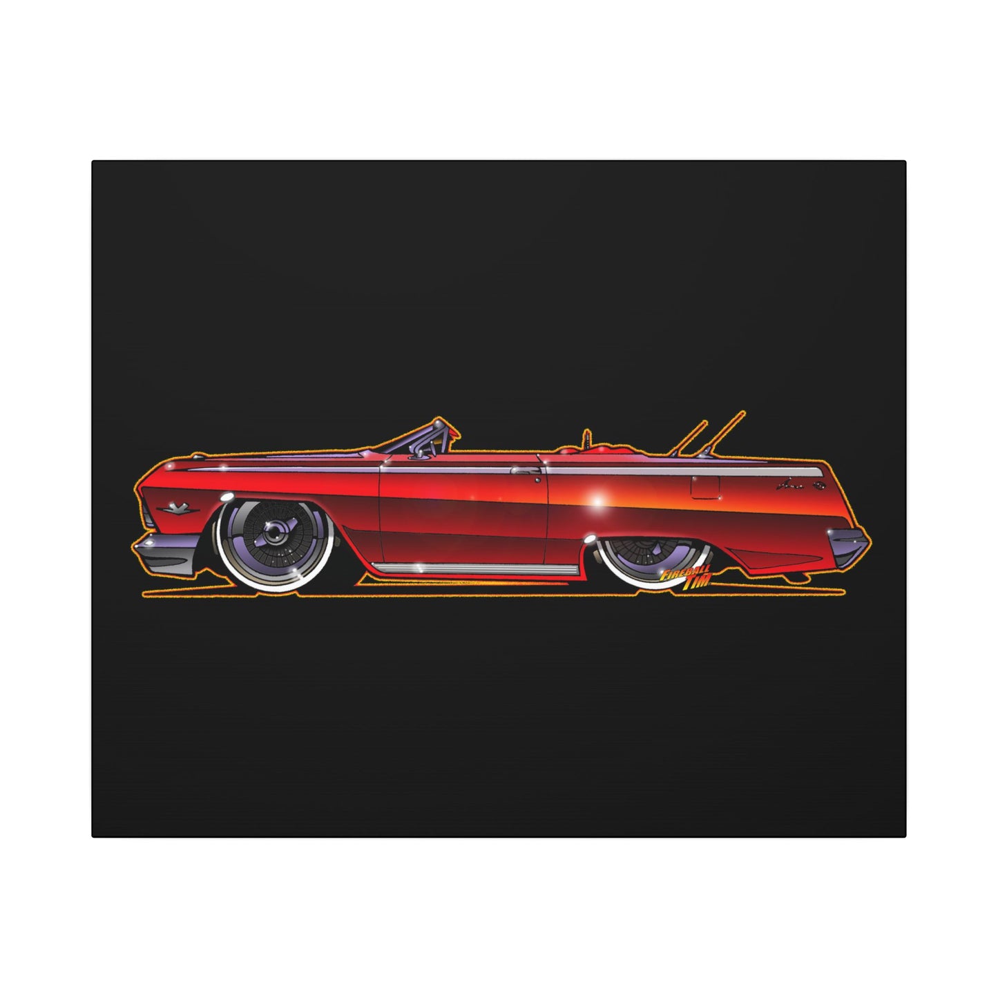 CHEVY IMPALA LOWRIDER Fireball Art Canvas Print