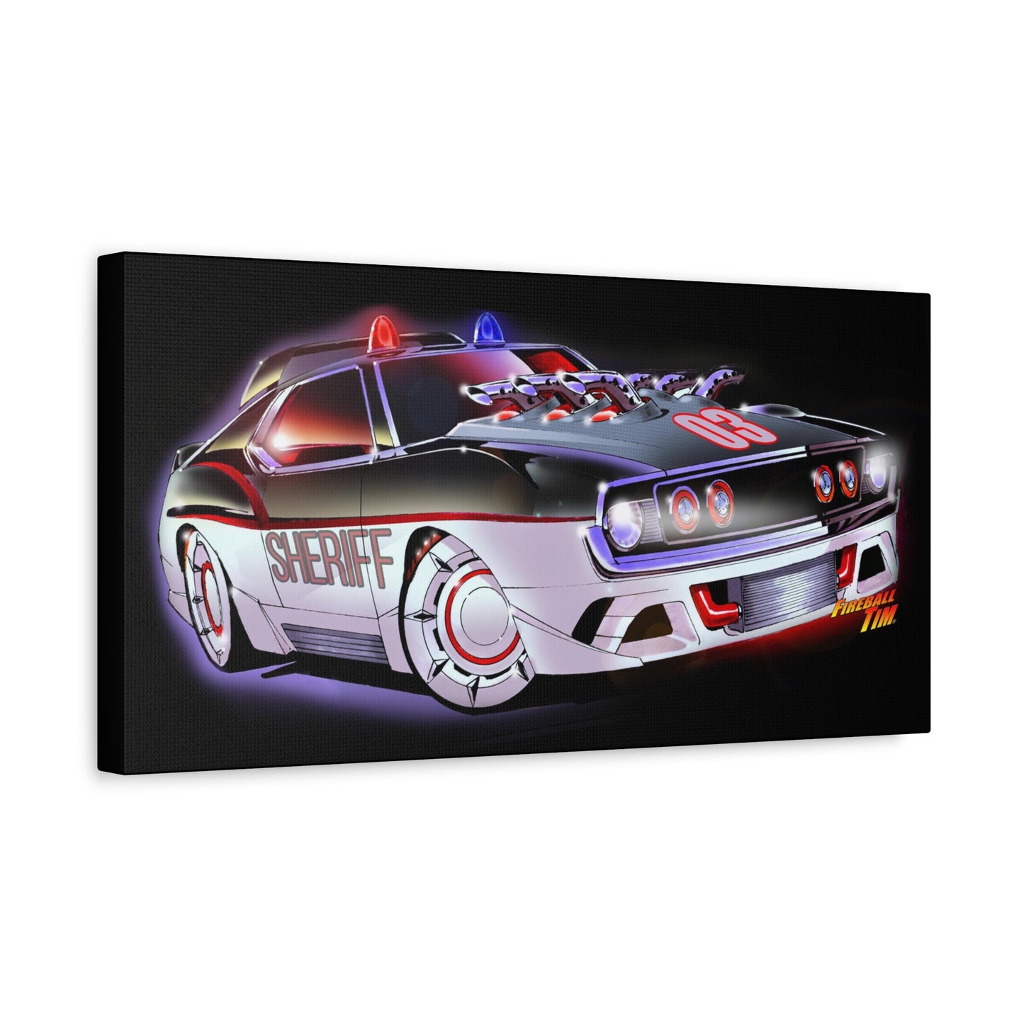AMC JAVELIN Sheriff Police Car Concept Art Fireball Art Canvas Print