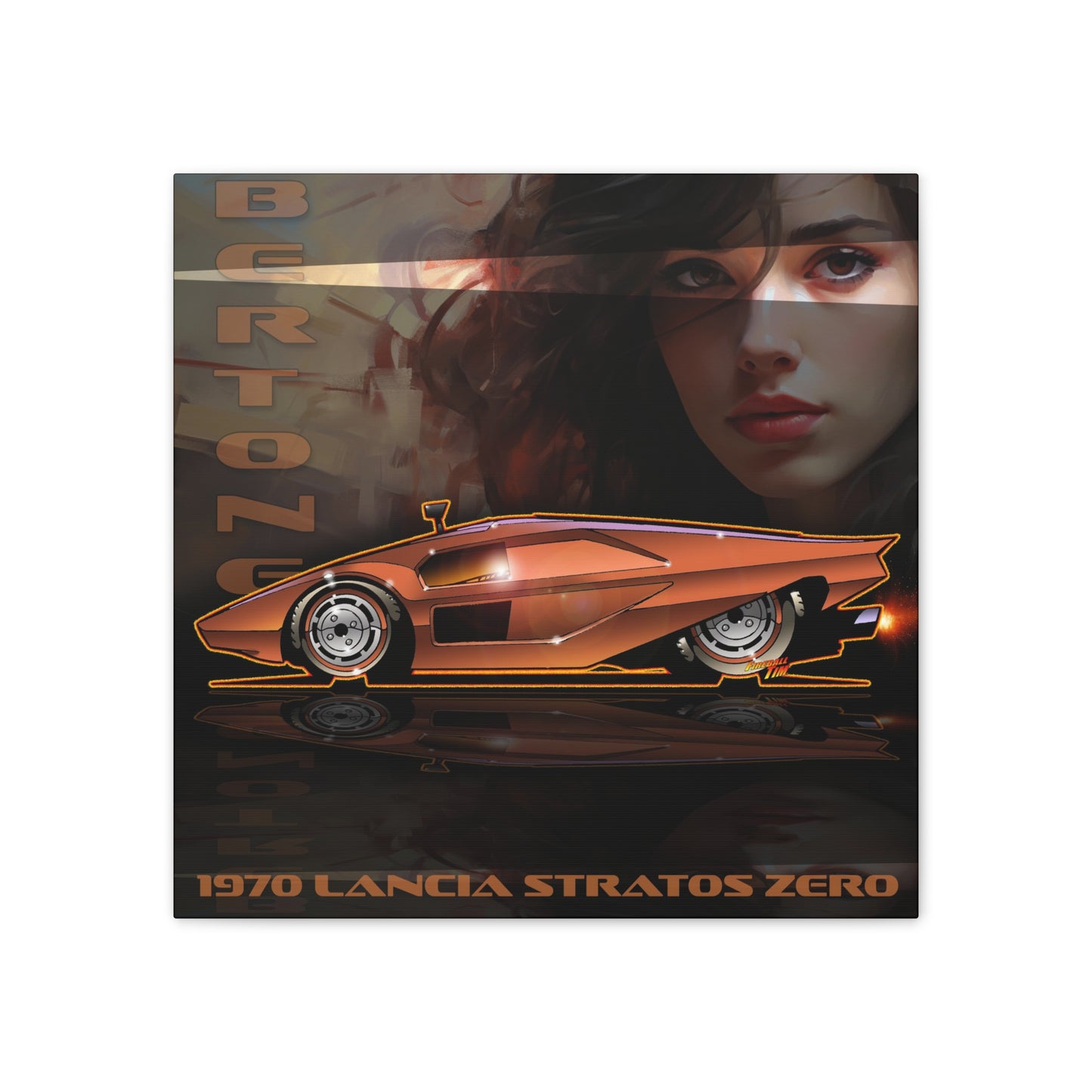 BERTONE 1970 Lancia Stratos Zero Canvas Art Wall Print - 2 Sizes
