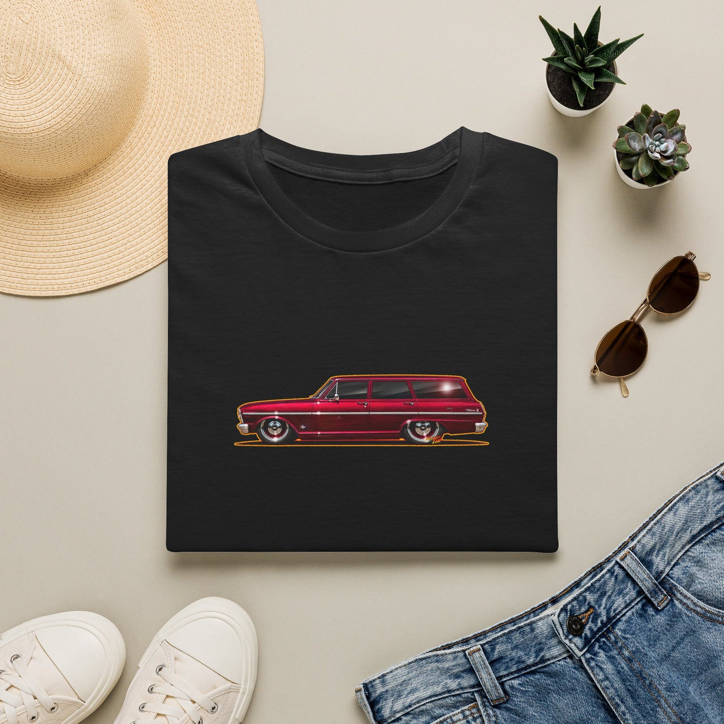 CHEVY NOVA WAGON 1965 Collectible Fireball Art Tee Shirt