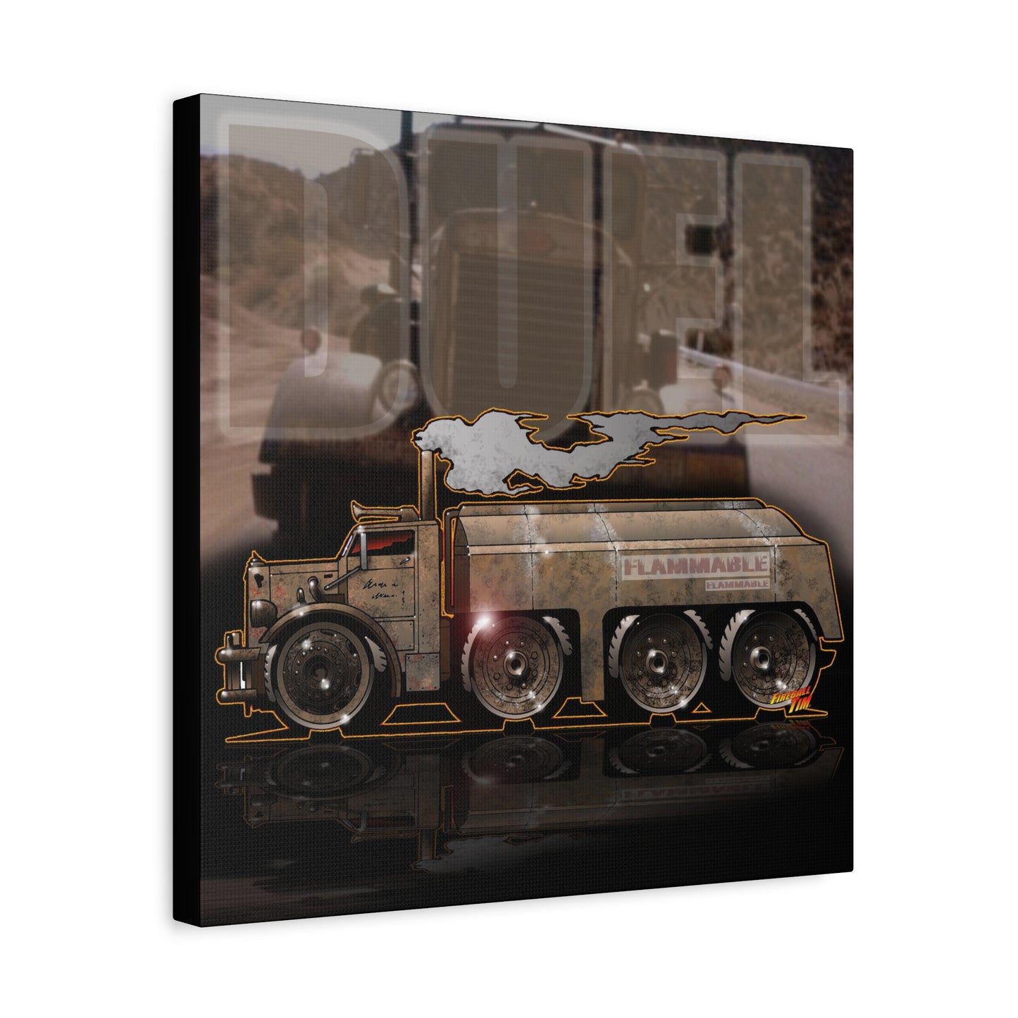 DUEL Killer Movie Truck Fireball Art Canvas Print - Sizes