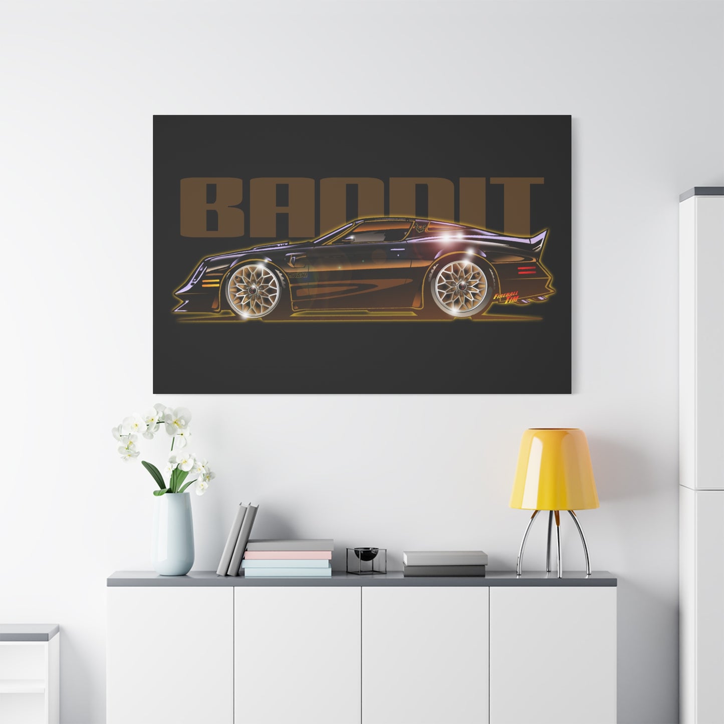 SMOKEY AND THE BANDIT Pontiac Trans Am Fireball Art Canvas Print - Sizes