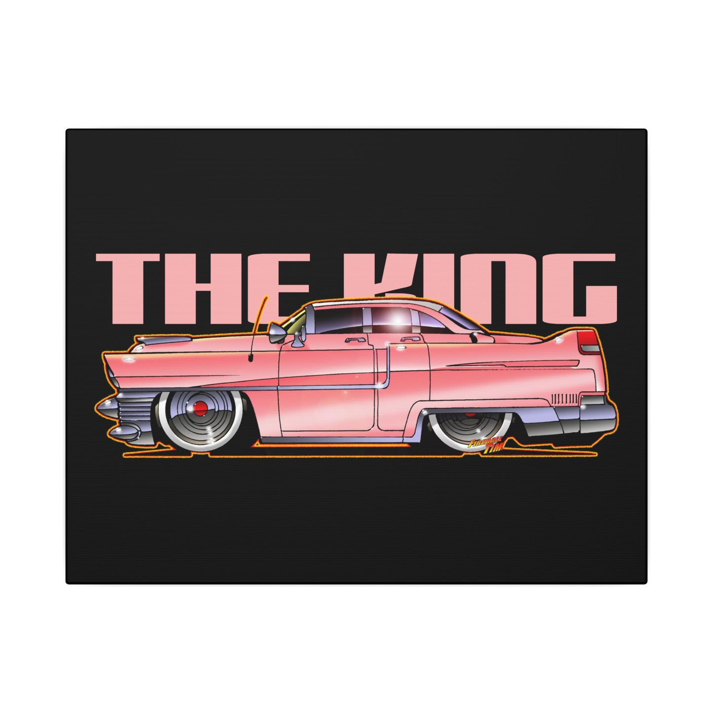 ELVIS THE KING PINK 1955 CADILLAC Fireball Art Canvas Print - 11X14