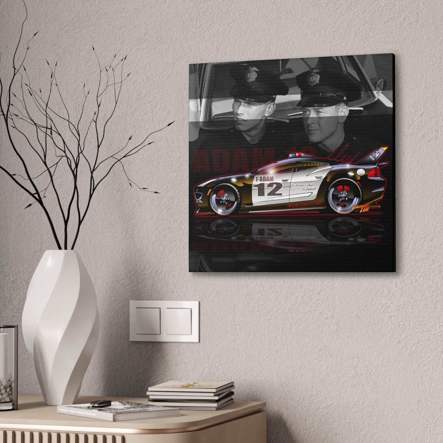 ADAM 12 FISKER KARMA Police Car Canvas Art Print - 2 Sizes