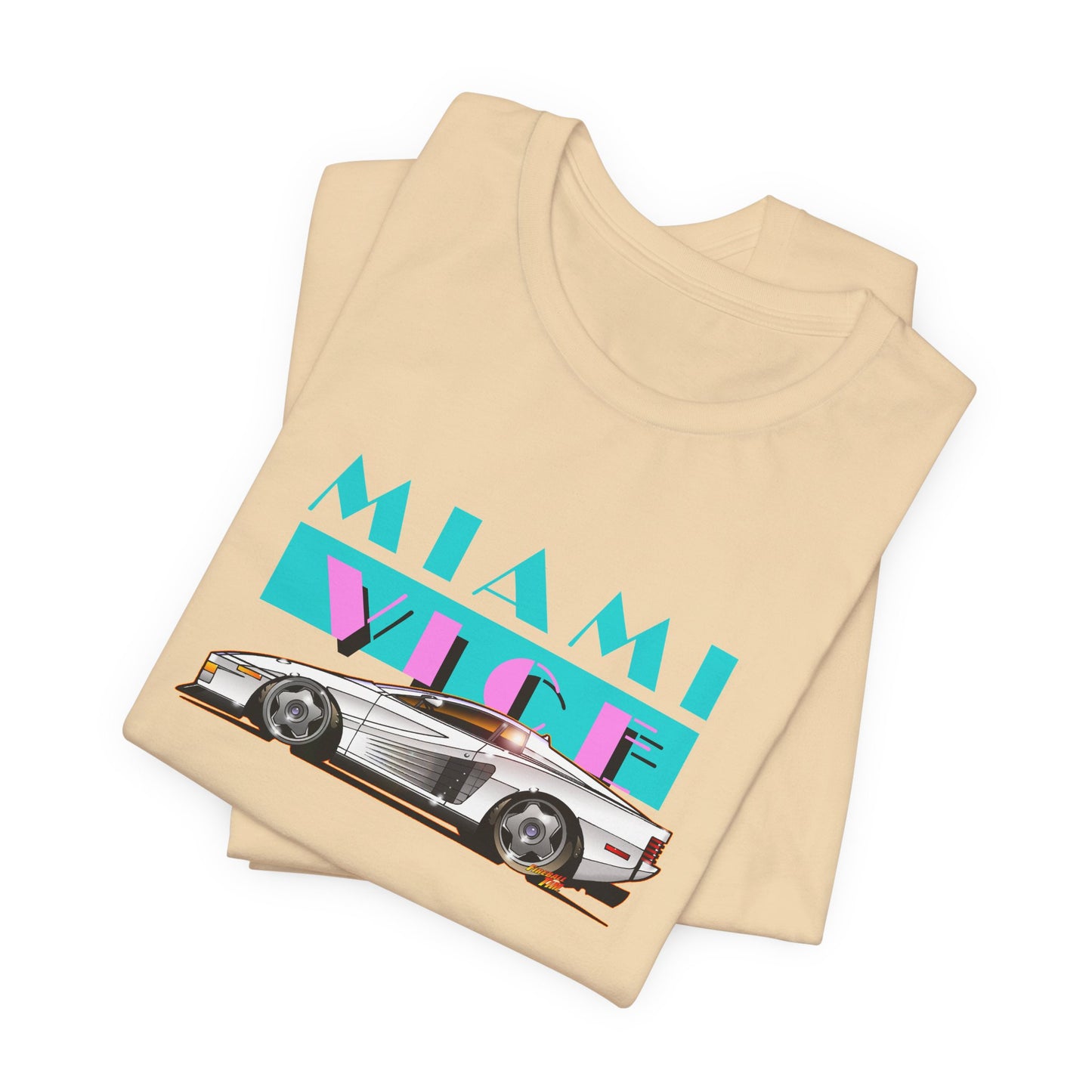 MIAMI VICE FERRARI TESTAROSSA TV Show Short Sleeve Tee 12 Colors