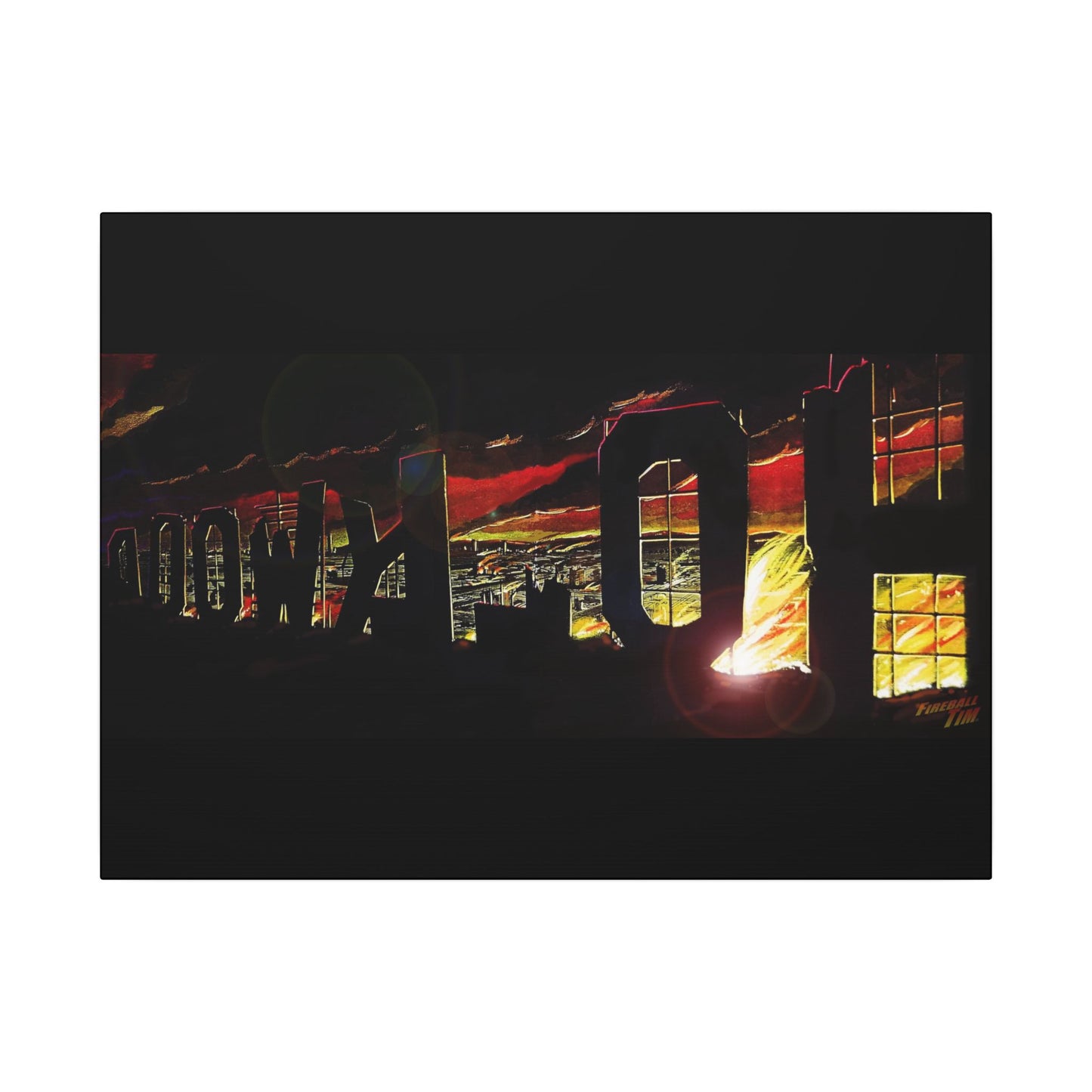 ESCAPE FROM LA Hollywood Sigh Fireball Concept Art Canvas Print