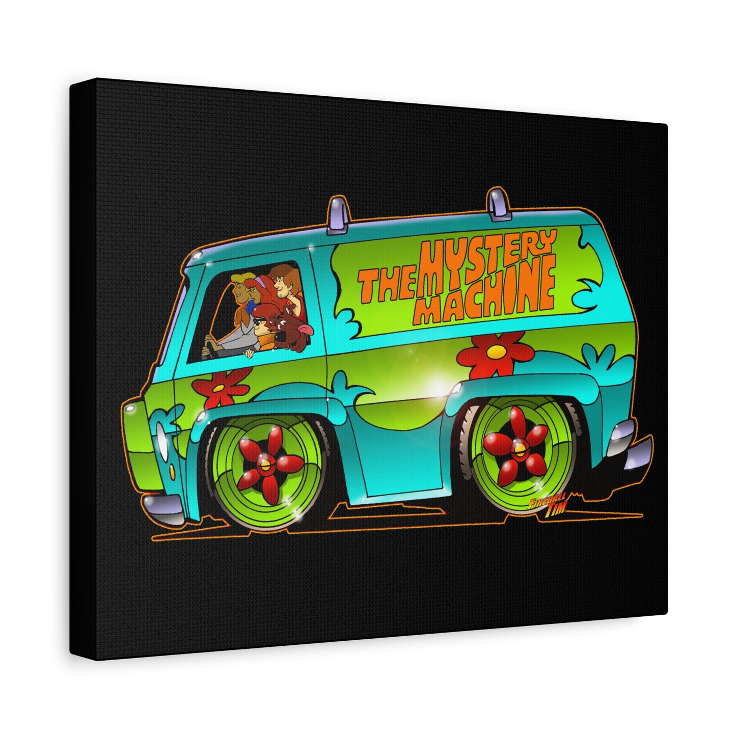 SCOOBY DOO MYSTERY MACHINE VAN Fireball Art Canvas Wall Print - 11x14