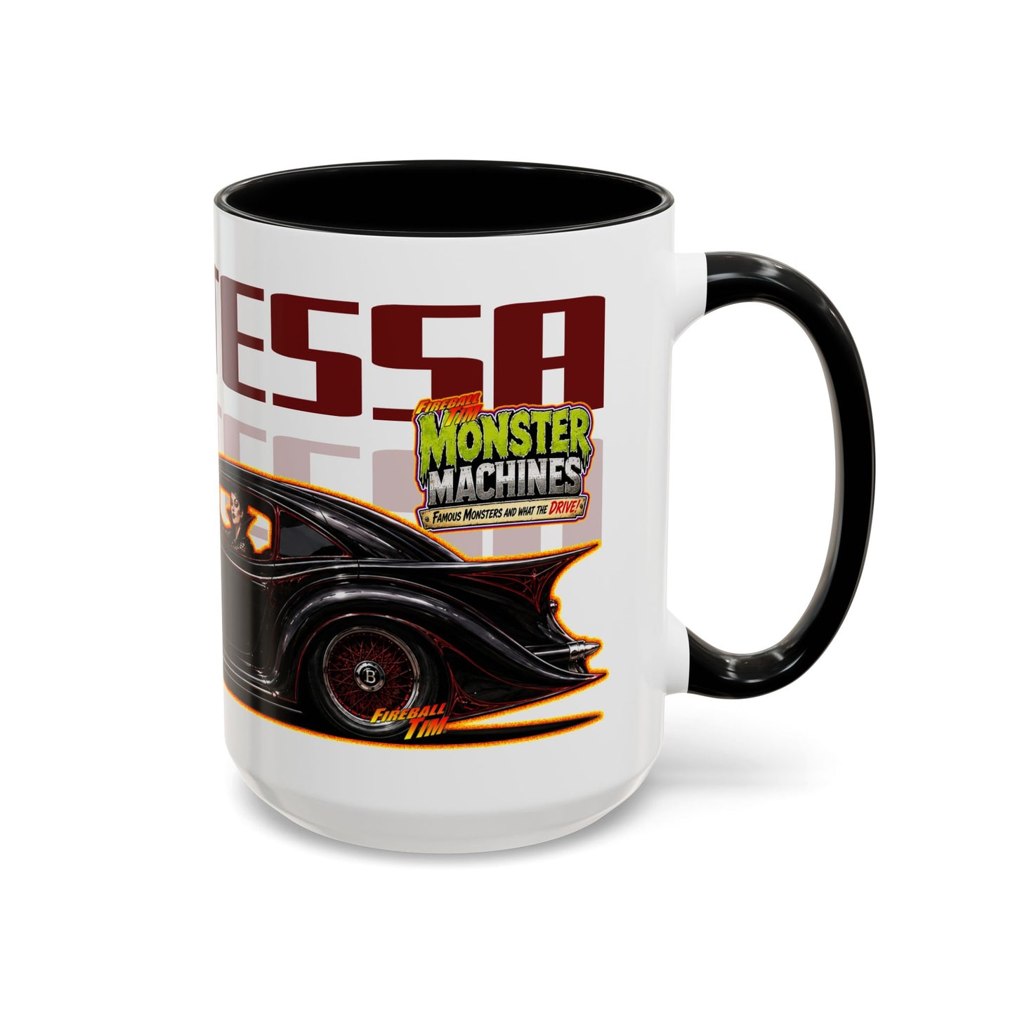 MONSTER MACHINES Vampiress Countessa Halloween Collectible Fireball Art Coffee Mug - 2 Sizes