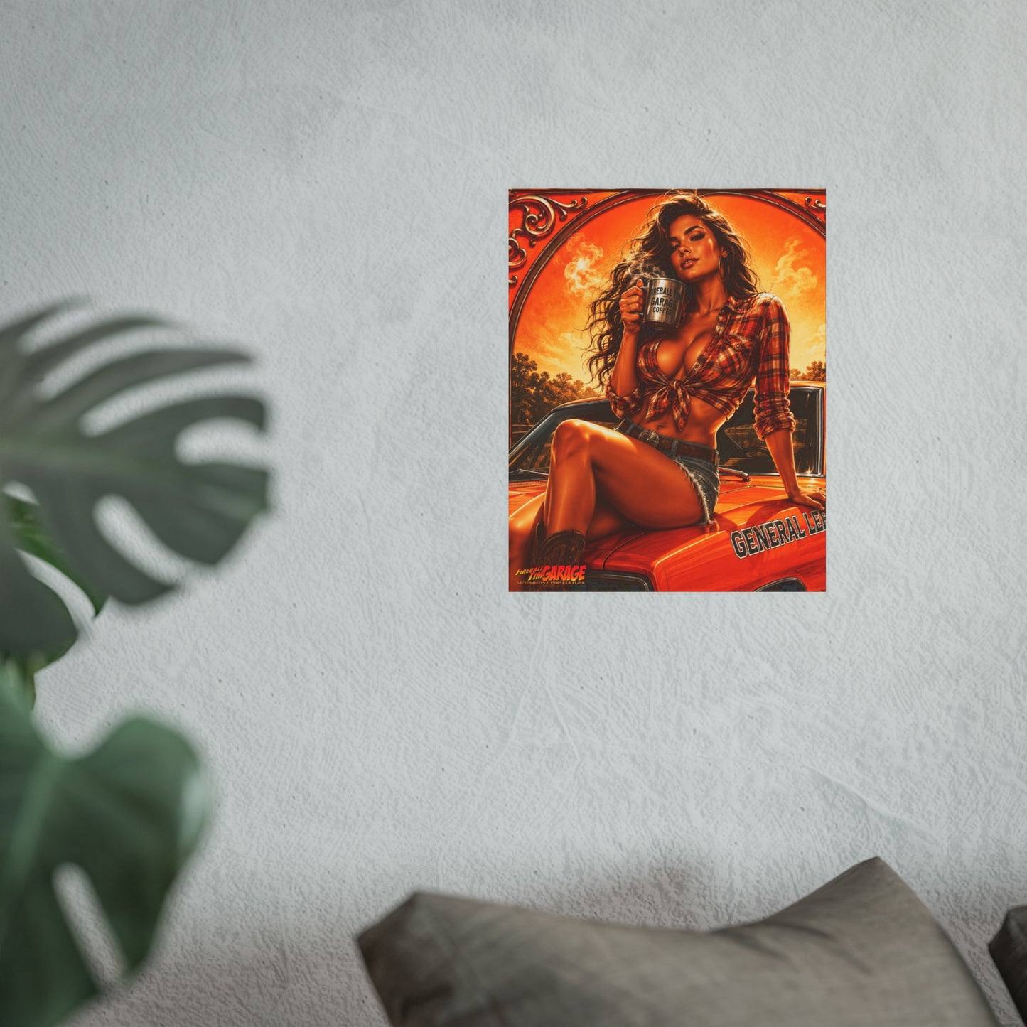 HIGH OCTANE HAZZARD Dukes Charger Vintage Fireball Art Travel Pinup Poster
