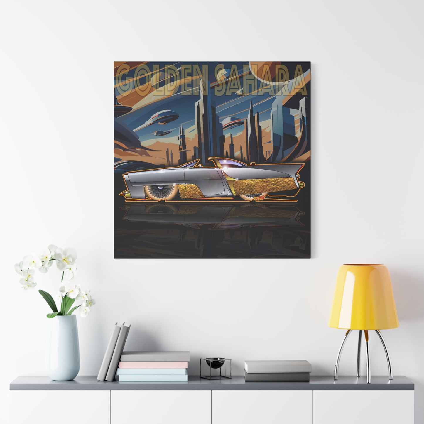 GOLDEN SAHARA Custom Concept Car Fireball Art Canvas Art