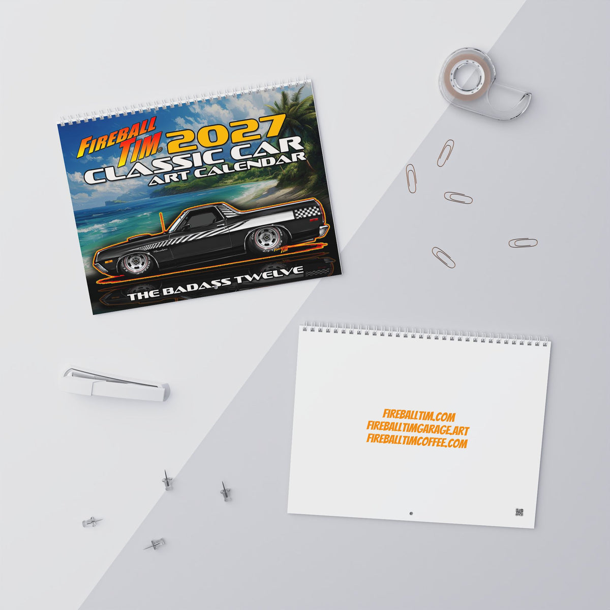 FIREBALL TIM 2027 Classic Car Art - Wall Calendar 8.5x11