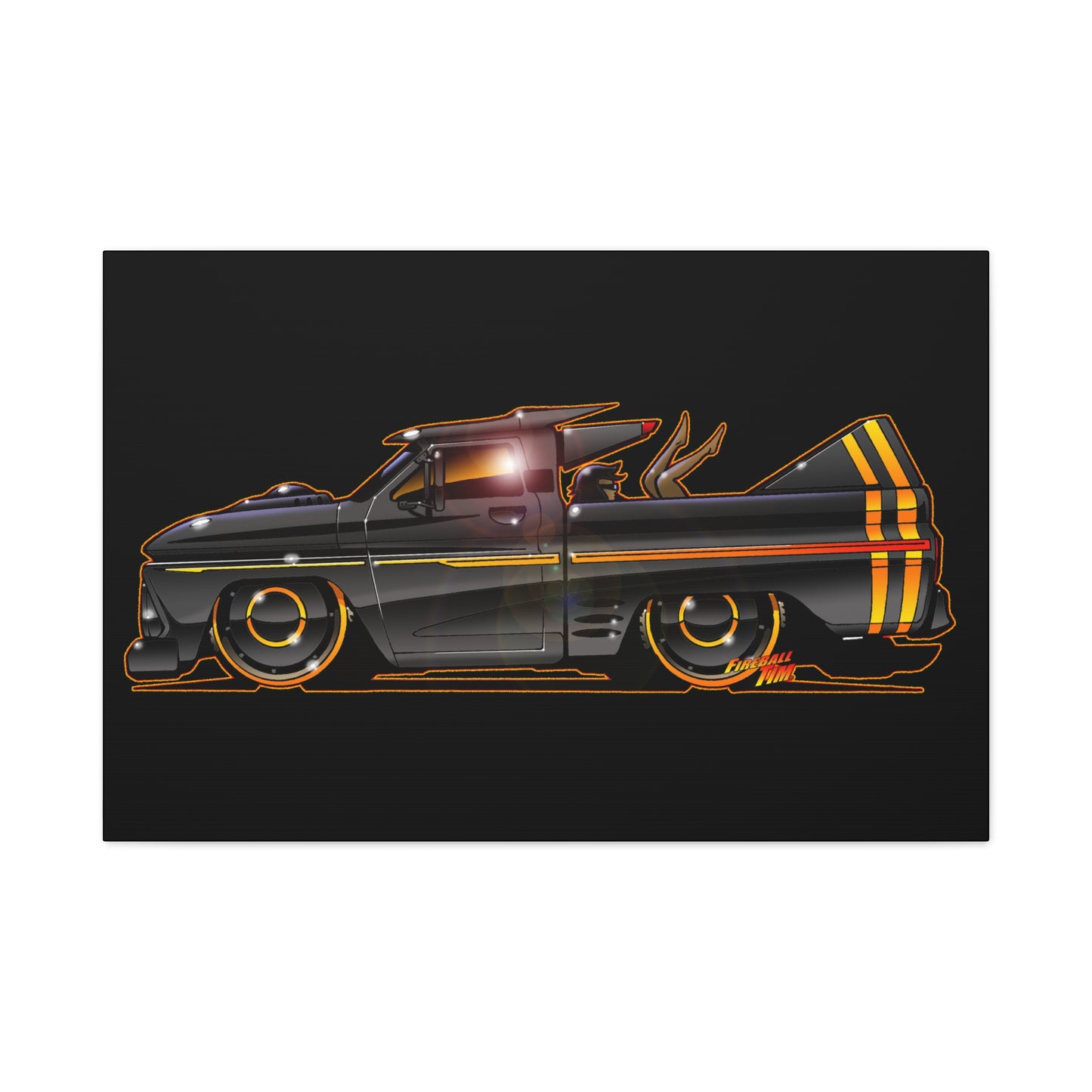 CHEVROLET C10 1960 Stinger Pickup Truck Fireball Art Canvas Print
