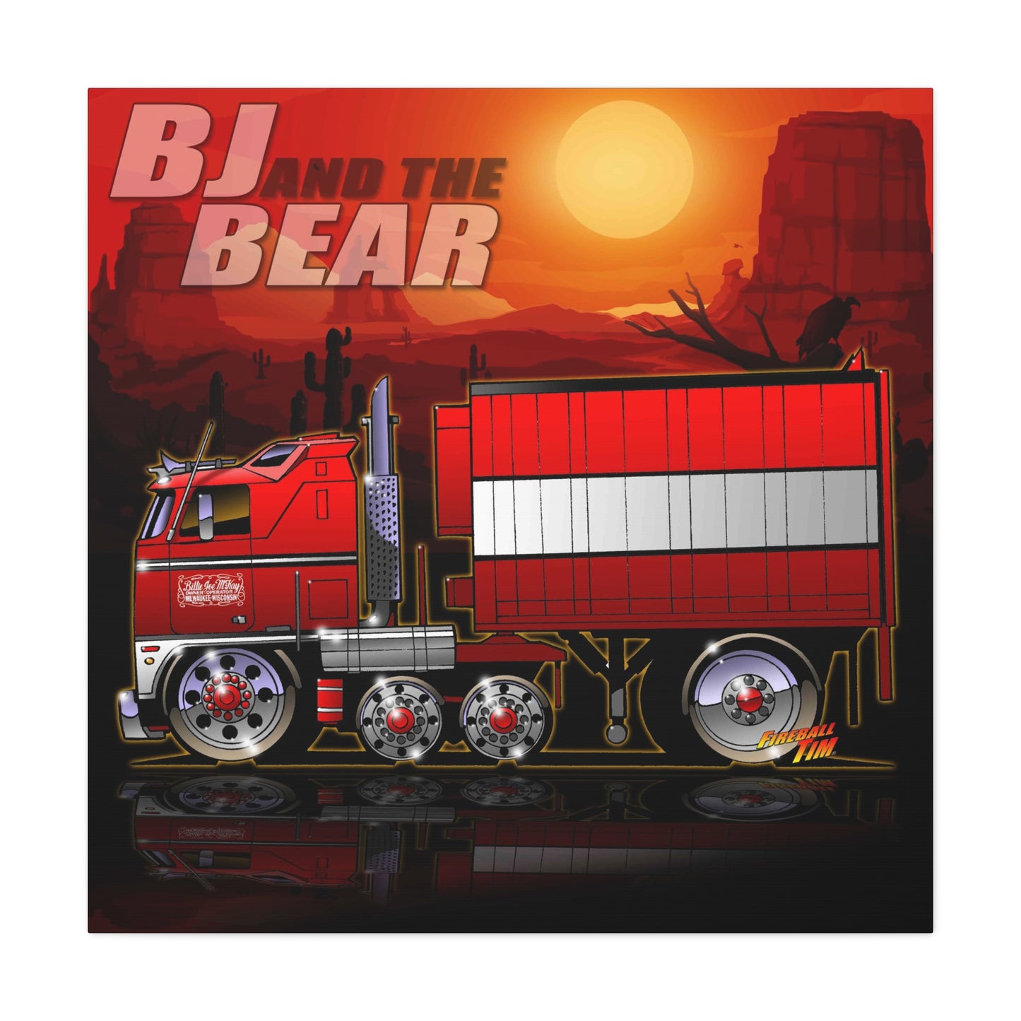 BJ AND THE BEAR TV Show Semi Truck Canvas Art Wall Print - 2 Sizes