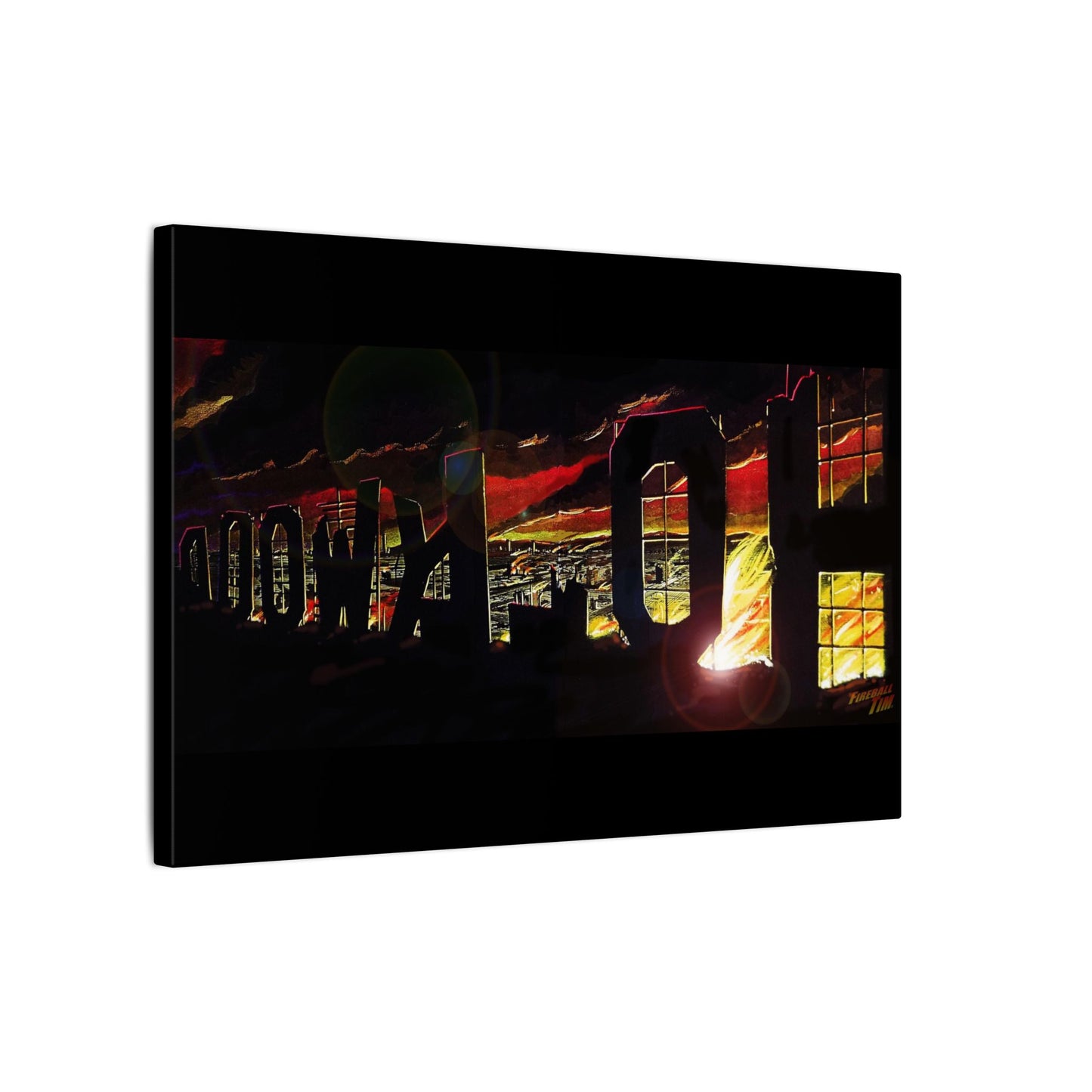 ESCAPE FROM LA Hollywood Sigh Fireball Concept Art Canvas Print