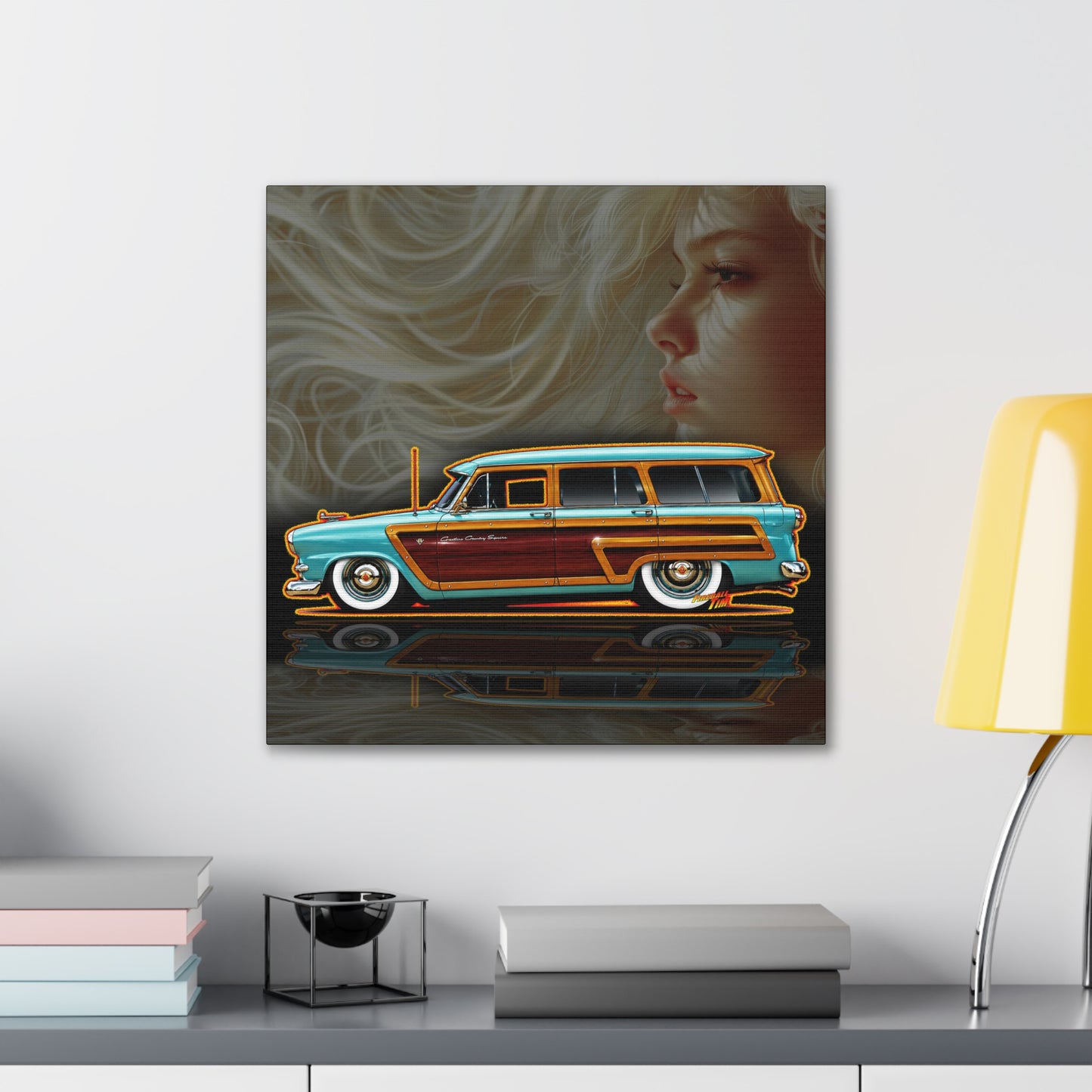 FORD CRESTLINE Country Squire Station Wagon 1953 Collectible Art Canvas Stretched Print