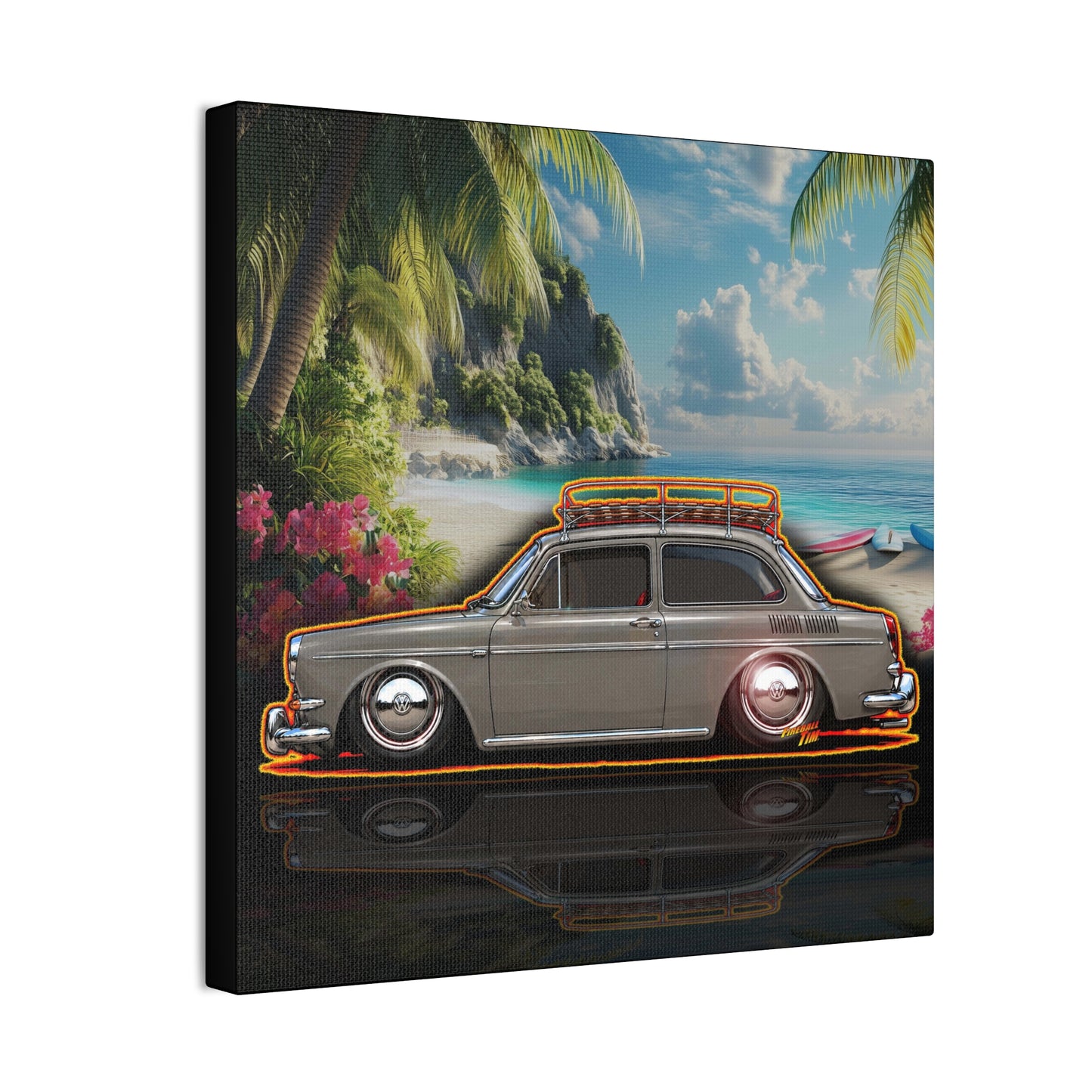VOLKSWAGEN NOTCHBACK Collectible Fireball Art Canvas Stretched Print